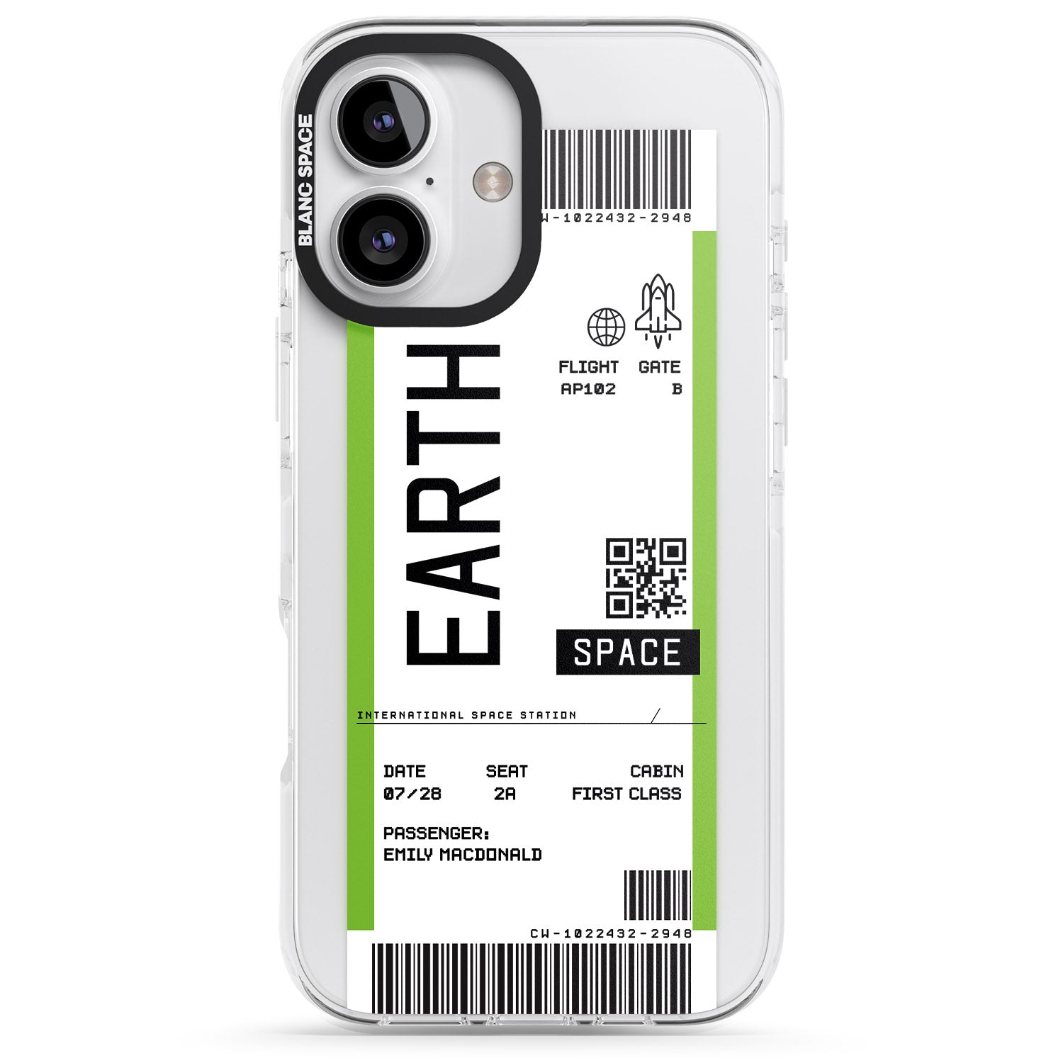 iPhone 16 Pro Max Personalised Earth Space Travel Ticket Black Impact Phone Case