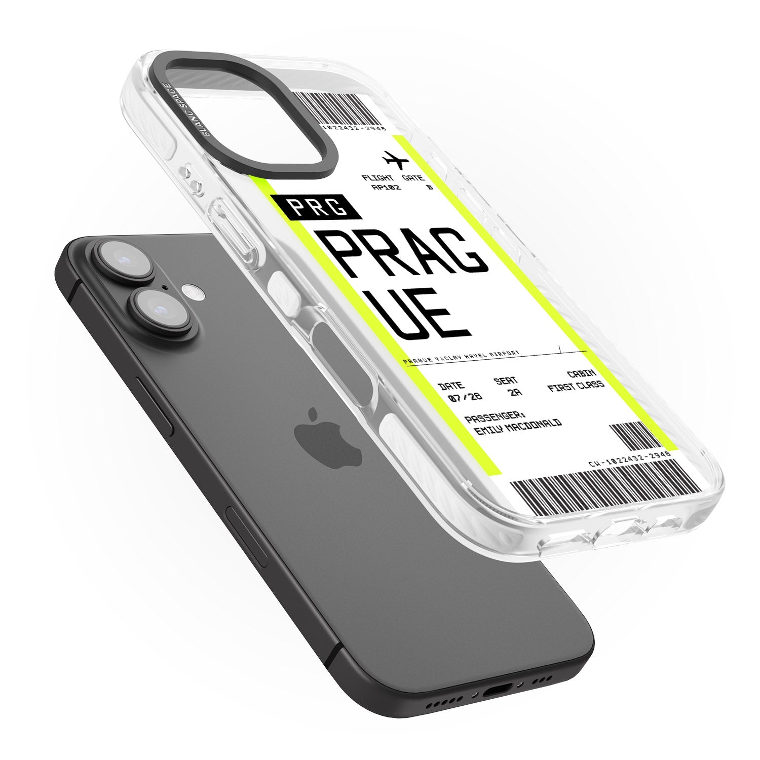 iPhone 16 Pro Max Personalised Prague Boarding Pass Black Impact Phone Case