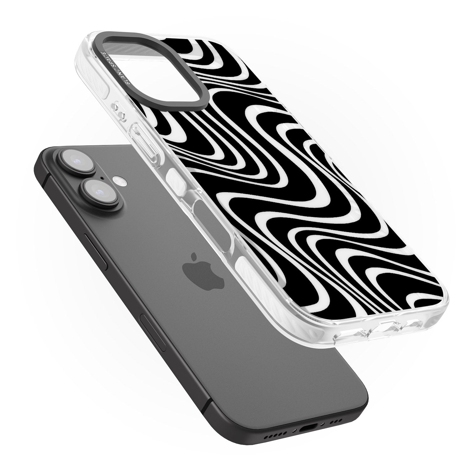 iPhone 16 Pro Max Abstract Waves Black Impact Phone Case