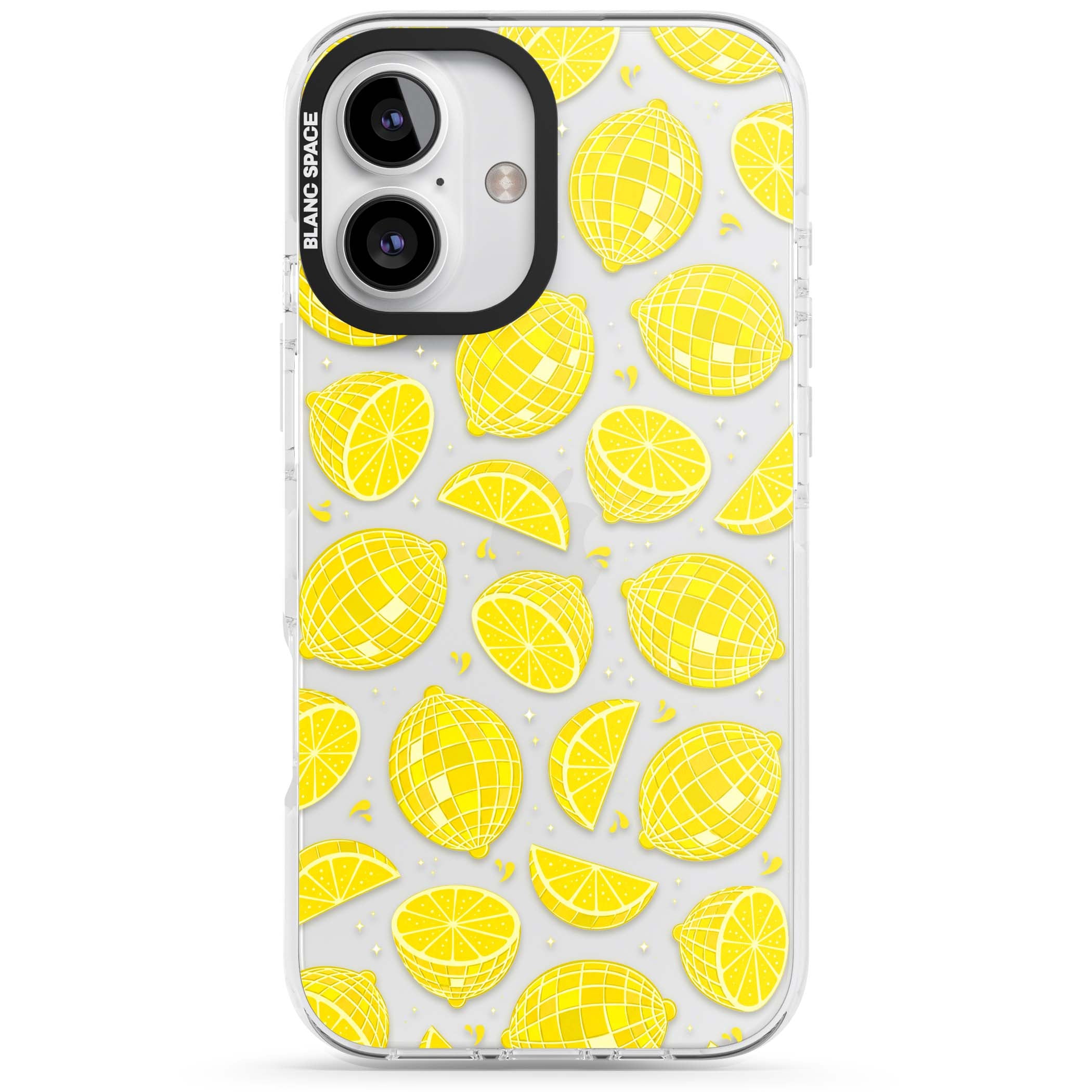 Disco Lemons citrus iPhone case featuring mirrorball lemons, sliced fruit and sparkle accents | Clear Impact case for iPhone 16, iPhone 16 Plus