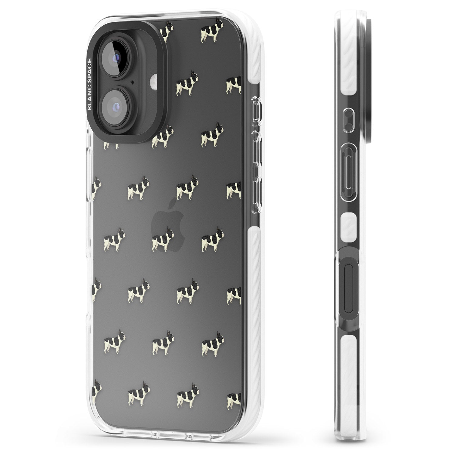 iPhone 16 Pro Max French Bulldog Dog Pattern Clear Black Impact Phone Case