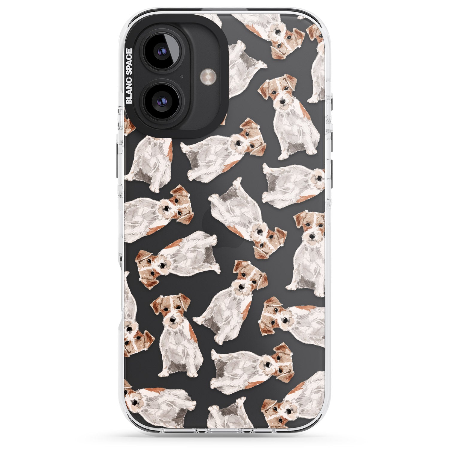 iPhone 16 Pro Max Wirehaired Jack Russell Watercolour Dog Pattern Black Impact Phone Case