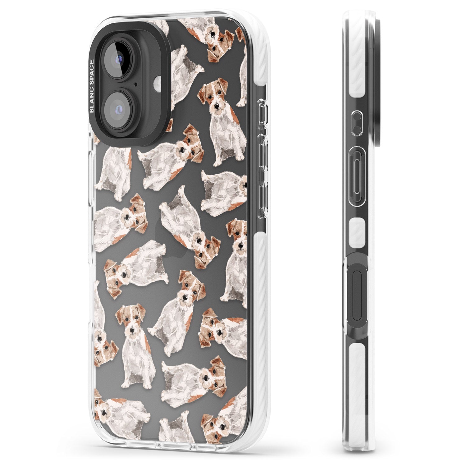 iPhone 16 Pro Max Wirehaired Jack Russell Watercolour Dog Pattern Black Impact Phone Case