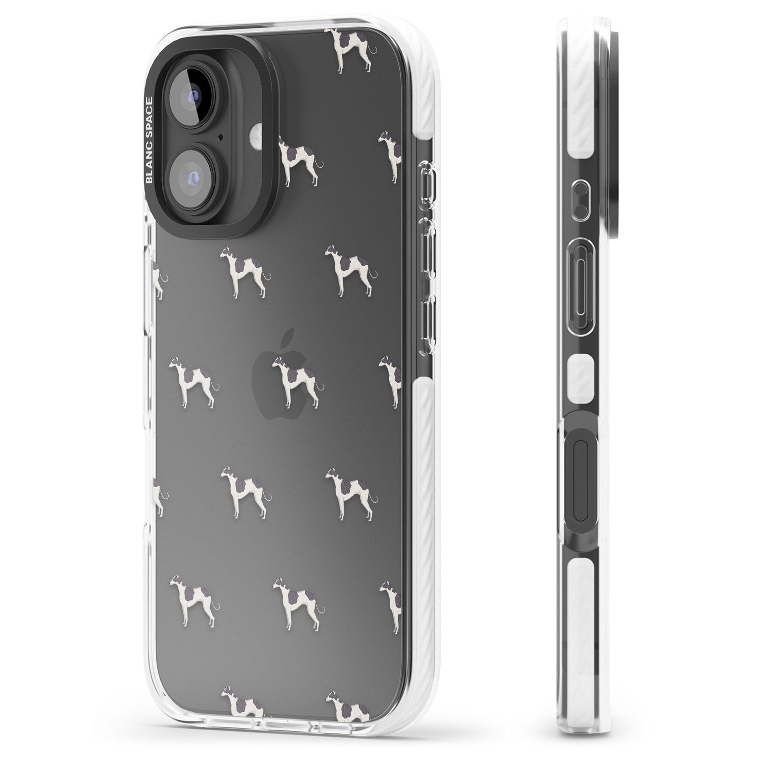 iPhone 16 Pro Max Greyhound Dog Pattern Clear Black Impact Phone Case