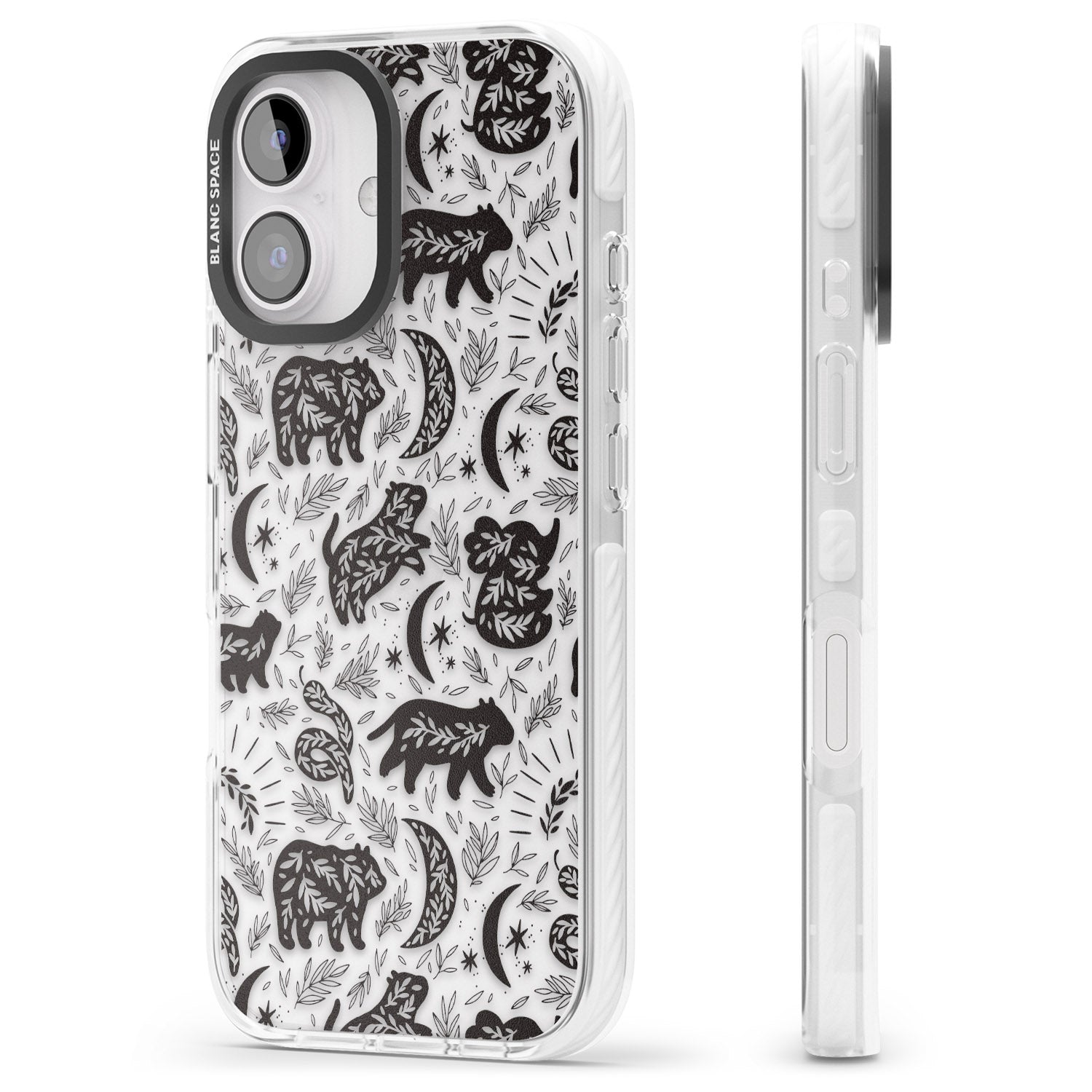 iPhone 16 Pro Max Leafy Bears Black Impact Phone Case