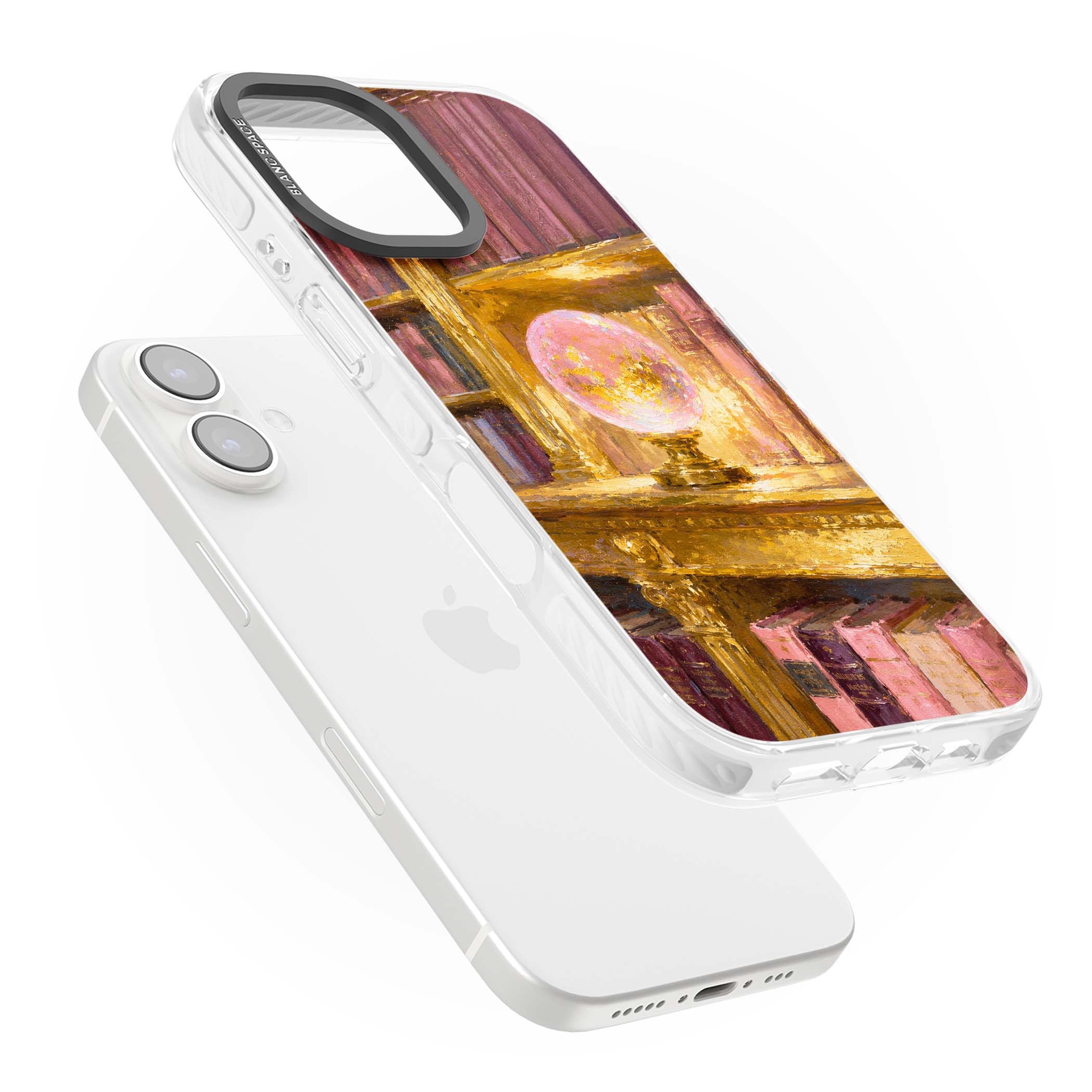 Gilded Library dark academia iPhone case featuring an oil painted crystal ball on a gilded library shelf with vintage | Clear Impact case for iPhone 16, iPhone 16 Plus