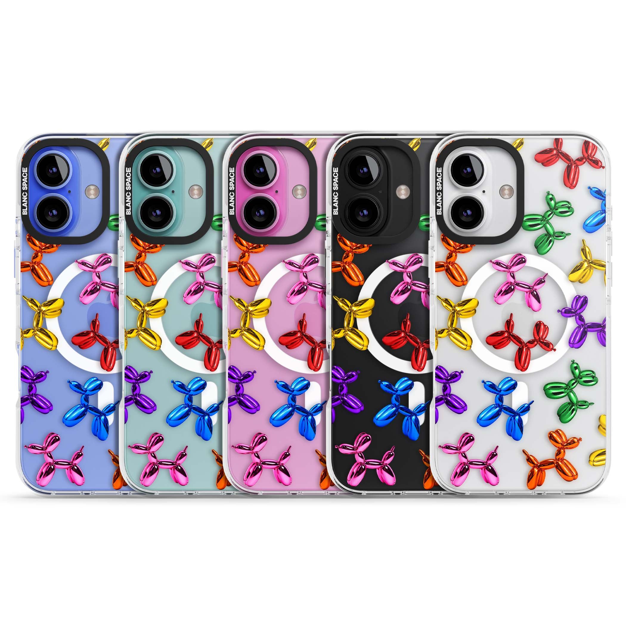 Balloon Dogs pop art iPhone case featuring rainbow chrome balloon dogs in Jeff Koons style | Impact Magsafe case for iPhone 16, iPhone 16 Plus