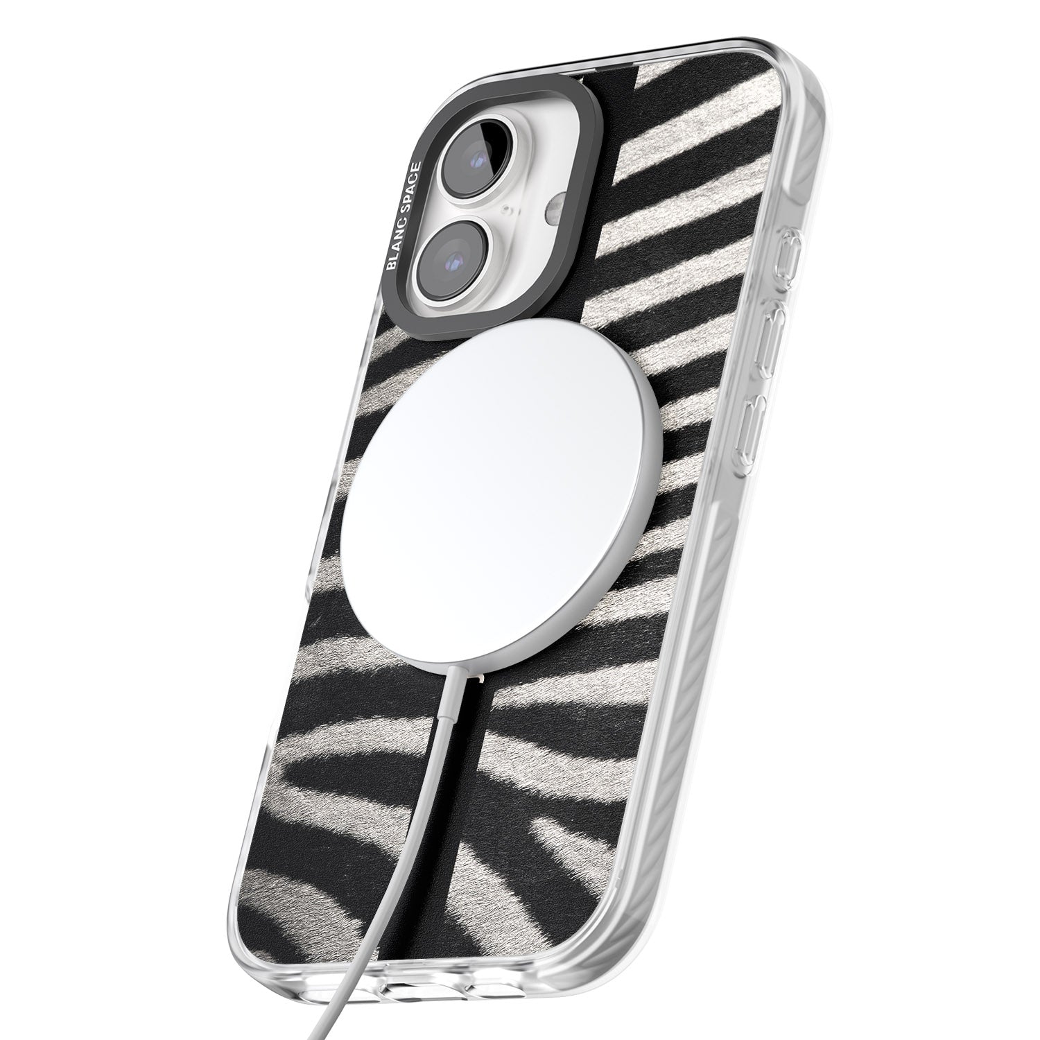 iPhone 16 Pro Max Personalised Zebra Print Black Impact Phone Case