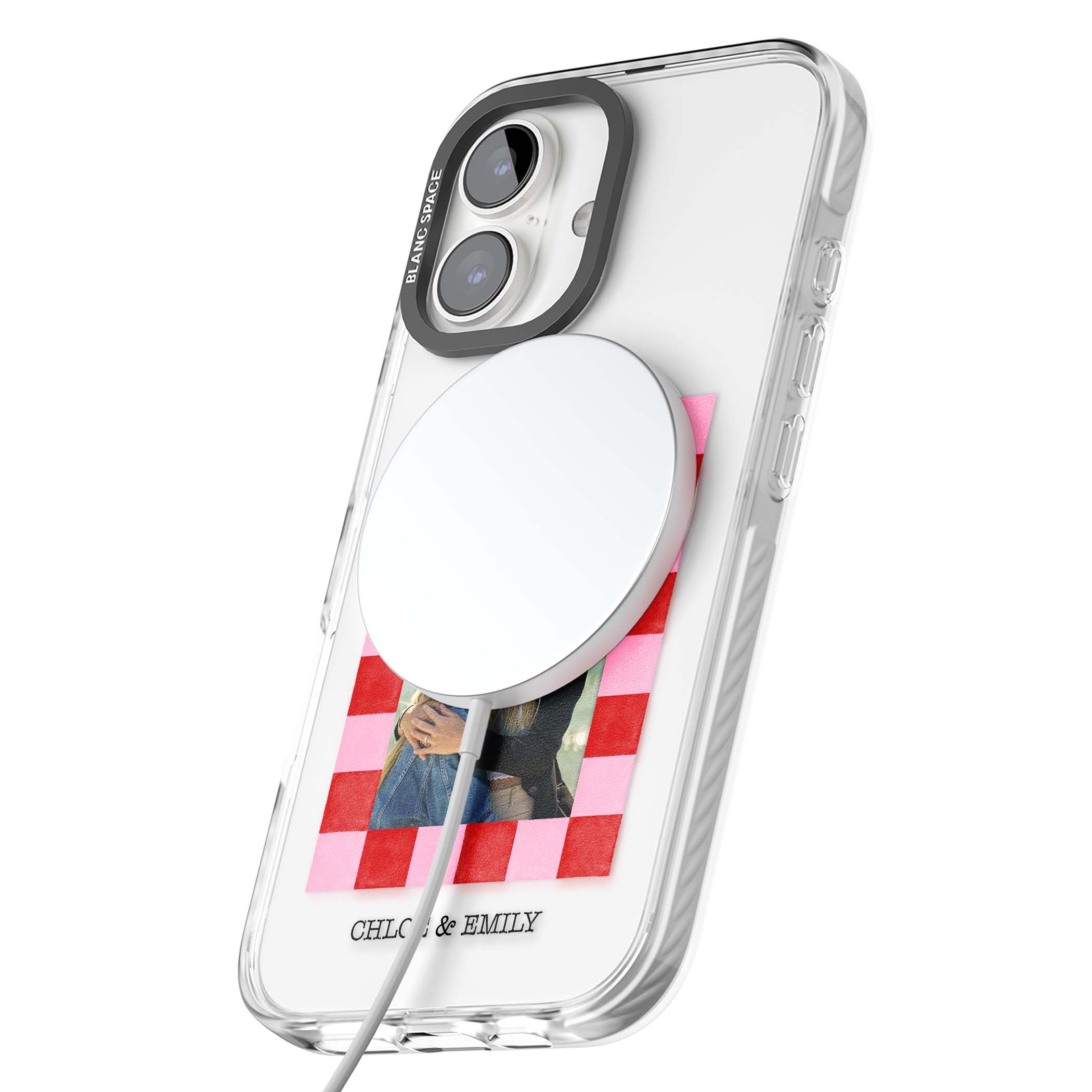 Bubblegum Check Photo for her iPhone case | Impact Magsafe case for iPhone 16, iPhone 16 Plus