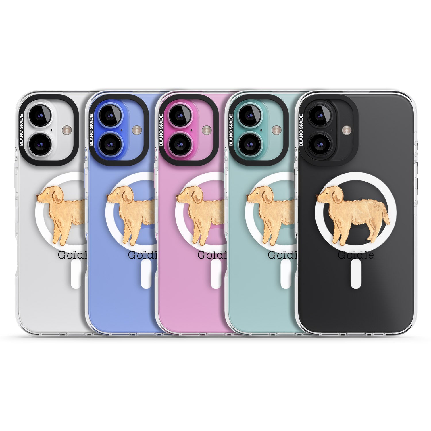 iPhone 16 Pro Max Personalised Hand Painted Goldendoodle Black Impact Phone Case