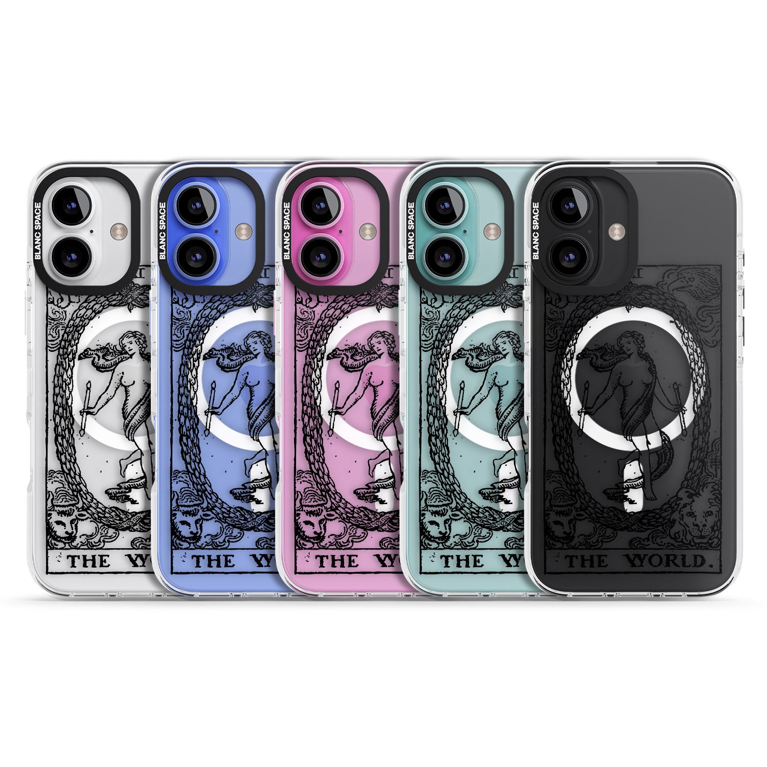 iPhone 16 Pro Max Personalised The World Tarot Card - Transparent Black Impact Phone Case