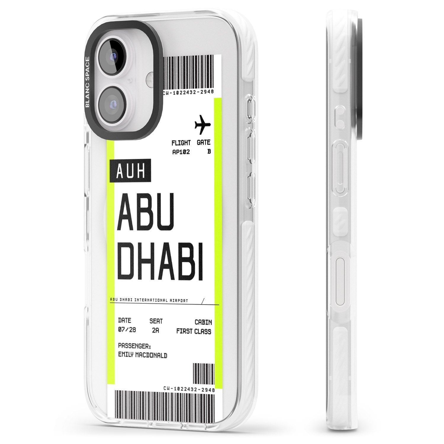 iPhone 16 Pro Max Personalised Abu Dhabi Boarding Pass Black Impact Phone Case
