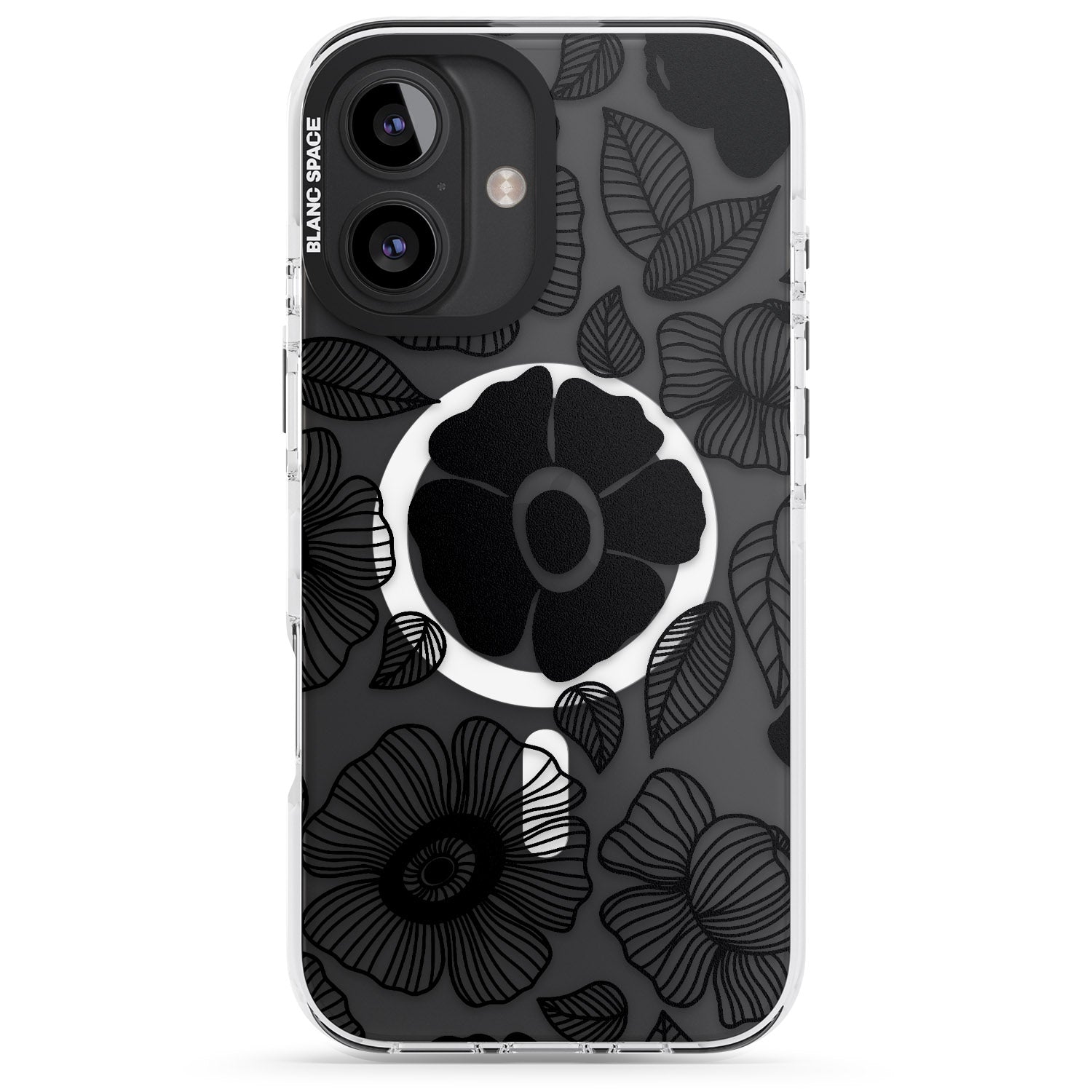 iPhone 16 Pro Max Black Flowers Black Impact Phone Case