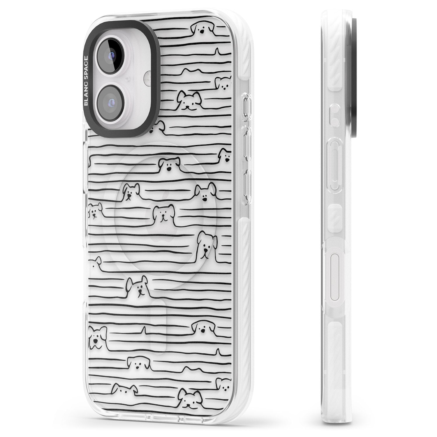 iPhone 16 Pro Max Dog Line Art - Black Black Impact Phone Case