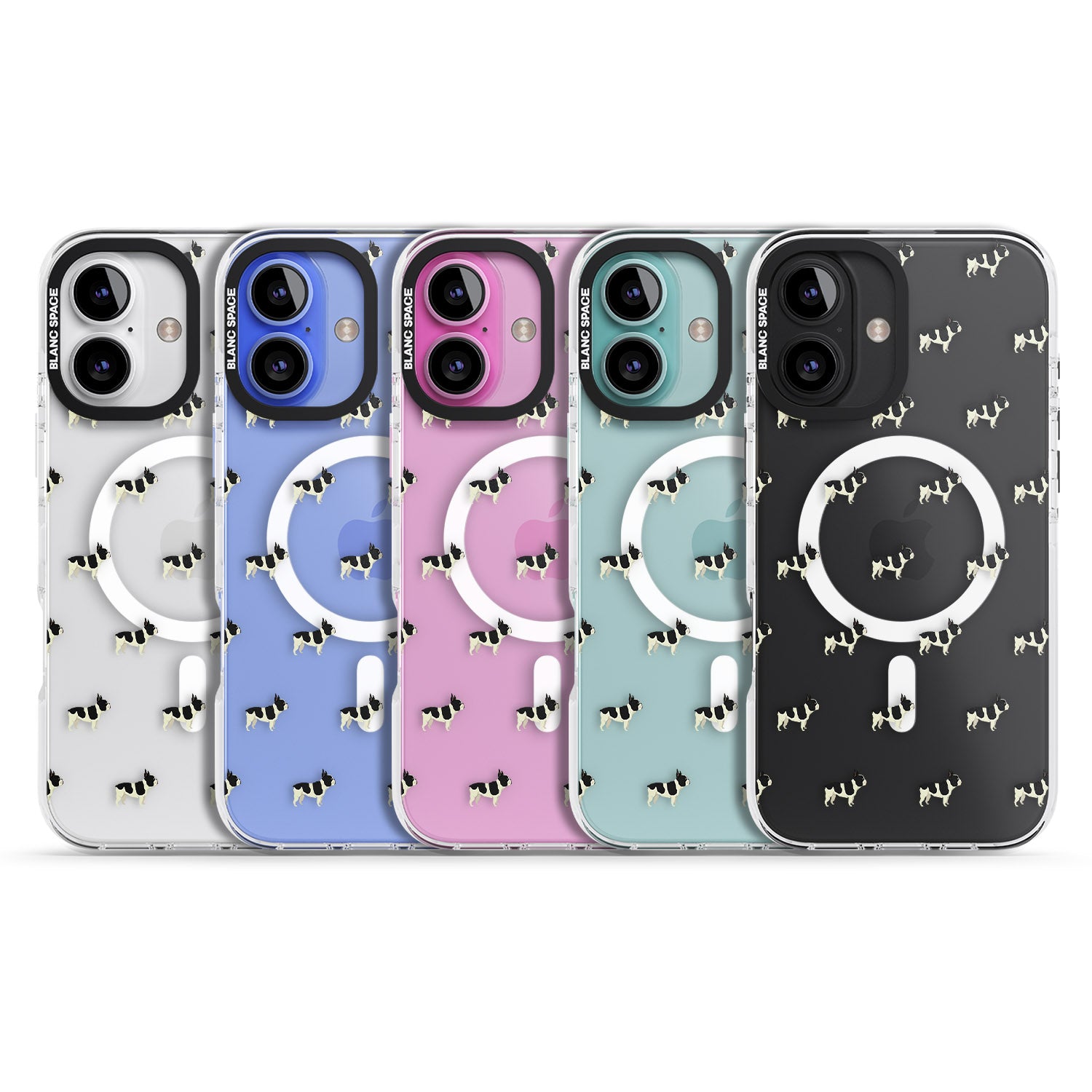 iPhone 16 Pro Max French Bulldog Dog Pattern Clear Black Impact Phone Case