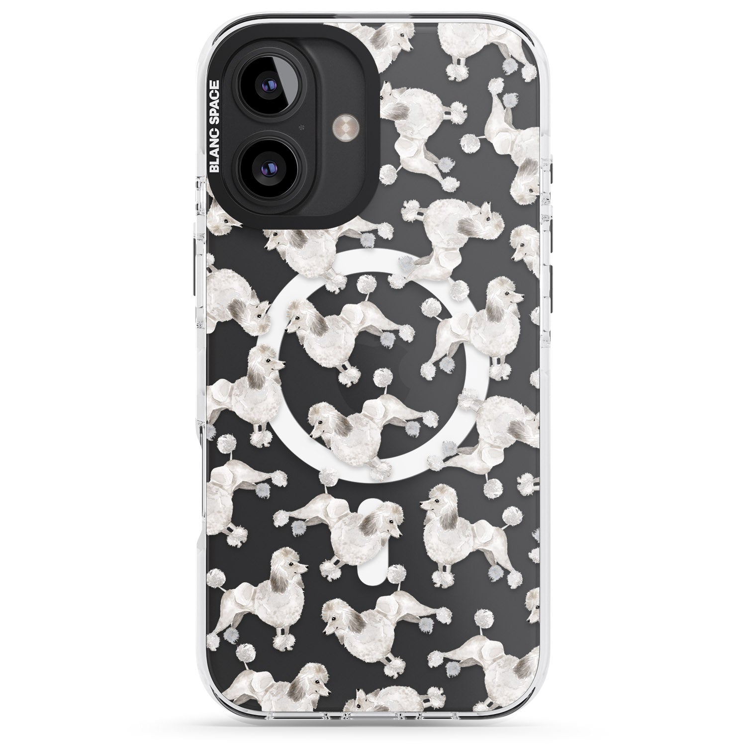 iPhone 16 Pro Max Poodle (White) Watercolour Dog Pattern Black Impact Phone Case
