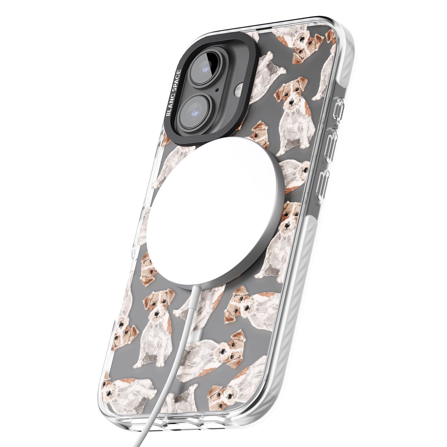 iPhone 16 Pro Max Wirehaired Jack Russell Watercolour Dog Pattern Black Impact Phone Case
