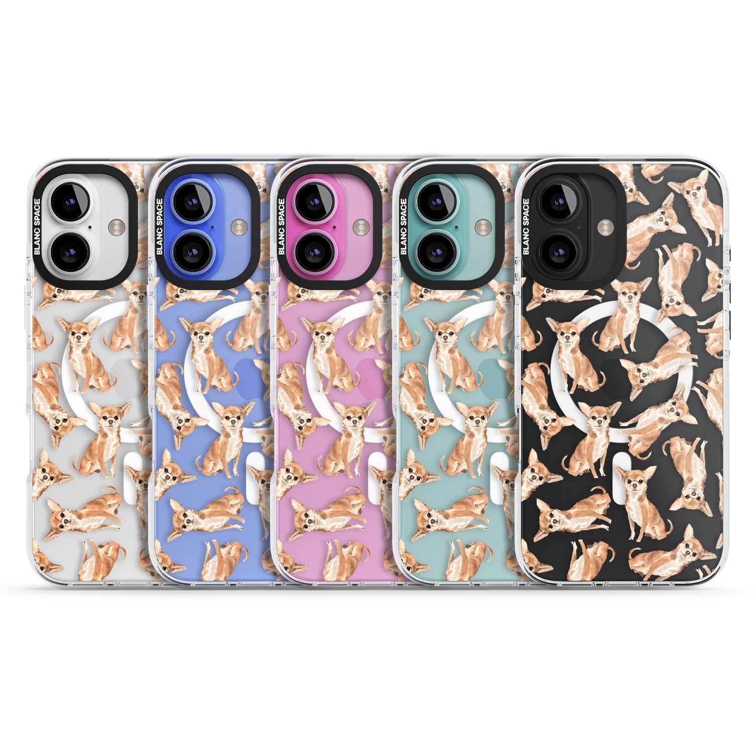iPhone 16 Pro Max Chihuahua Watercolour Dog Pattern Black Impact Phone Case