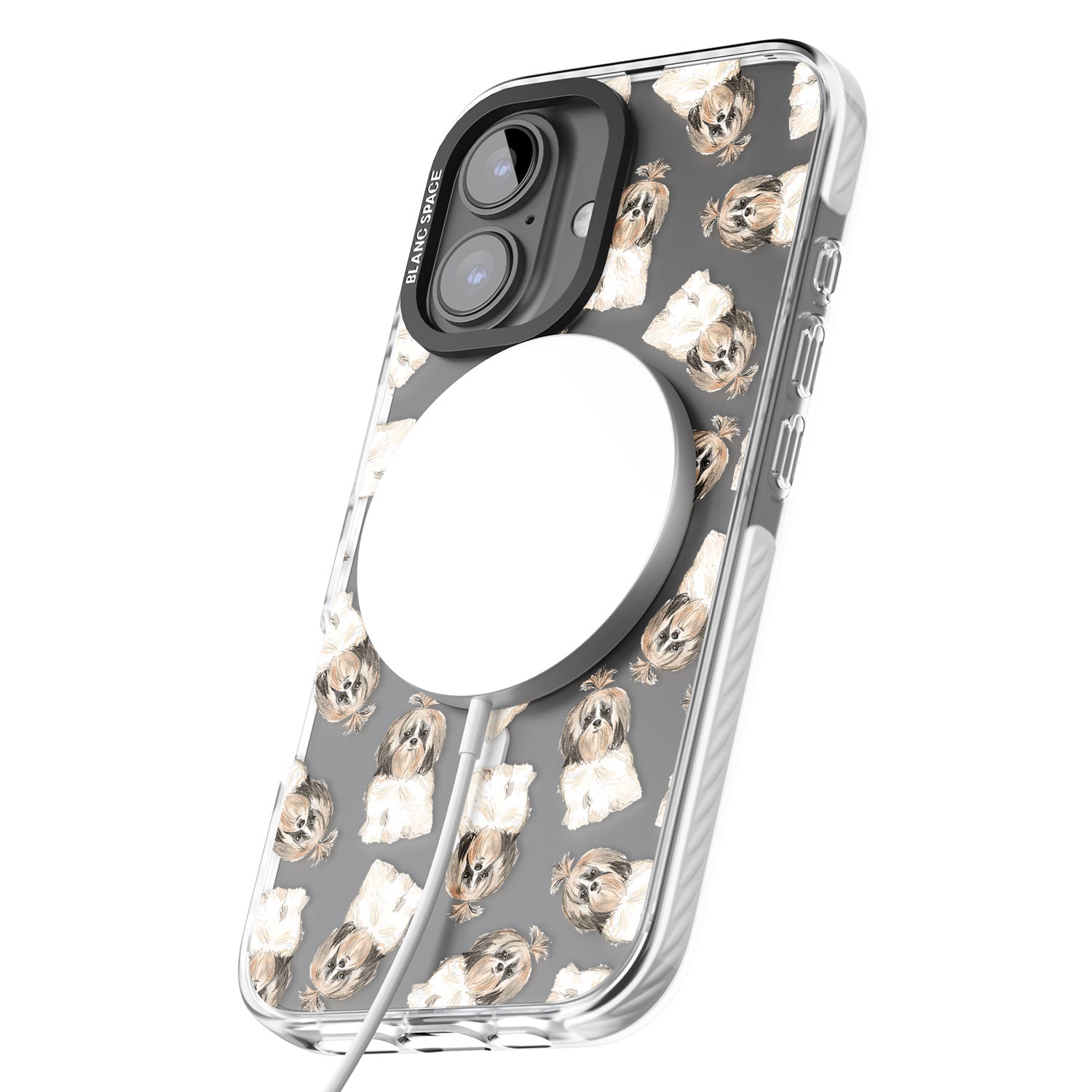 iPhone 16 Pro Max Shih tzu (Long Hair) Watercolour Dog Pattern Black Impact Phone Case