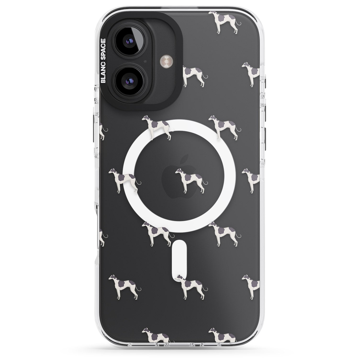 iPhone 16 Pro Max Greyhound Dog Pattern Clear Black Impact Phone Case
