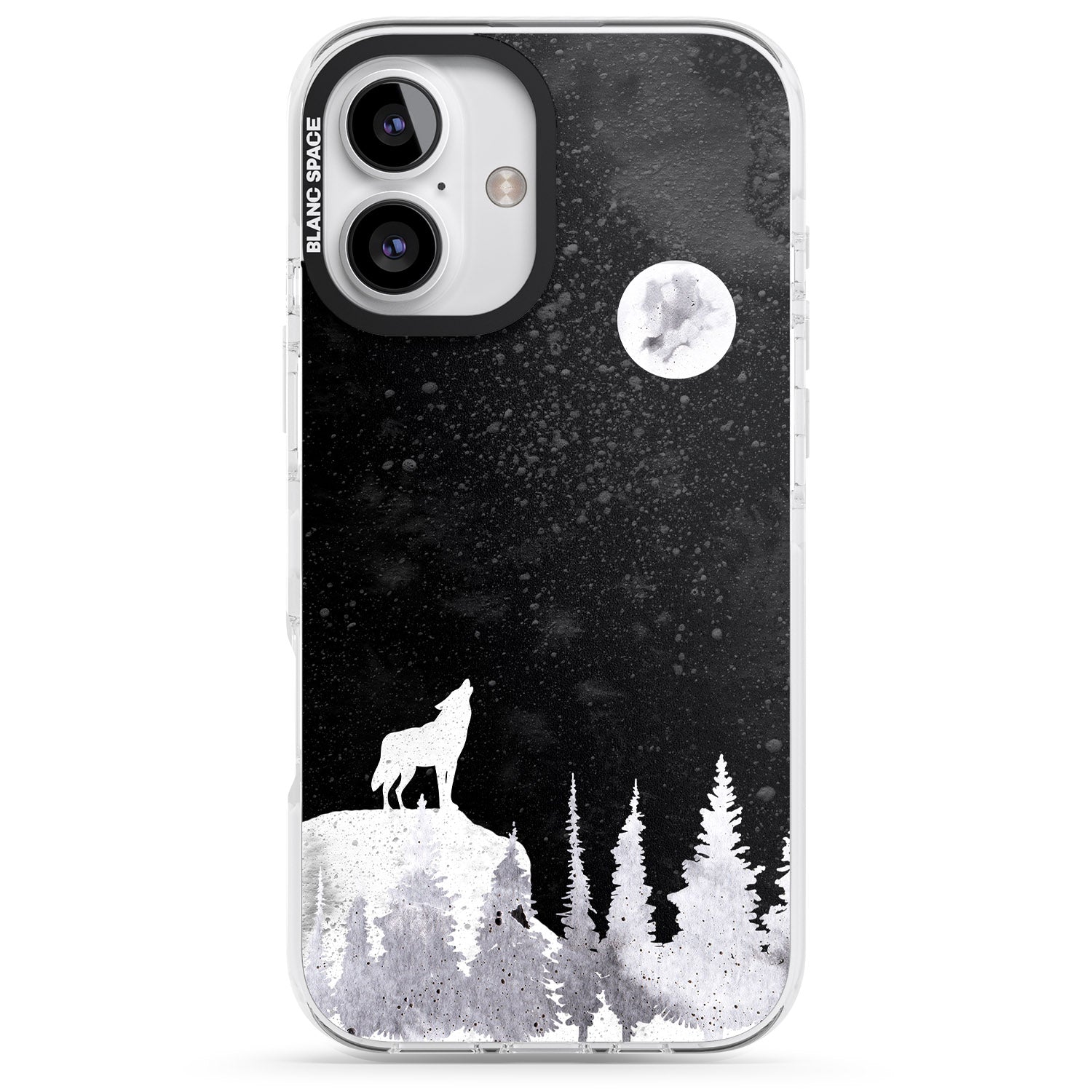 iPhone 16 Pro Max Moon Phases: Wolf & Full Moon Black Impact Phone Case