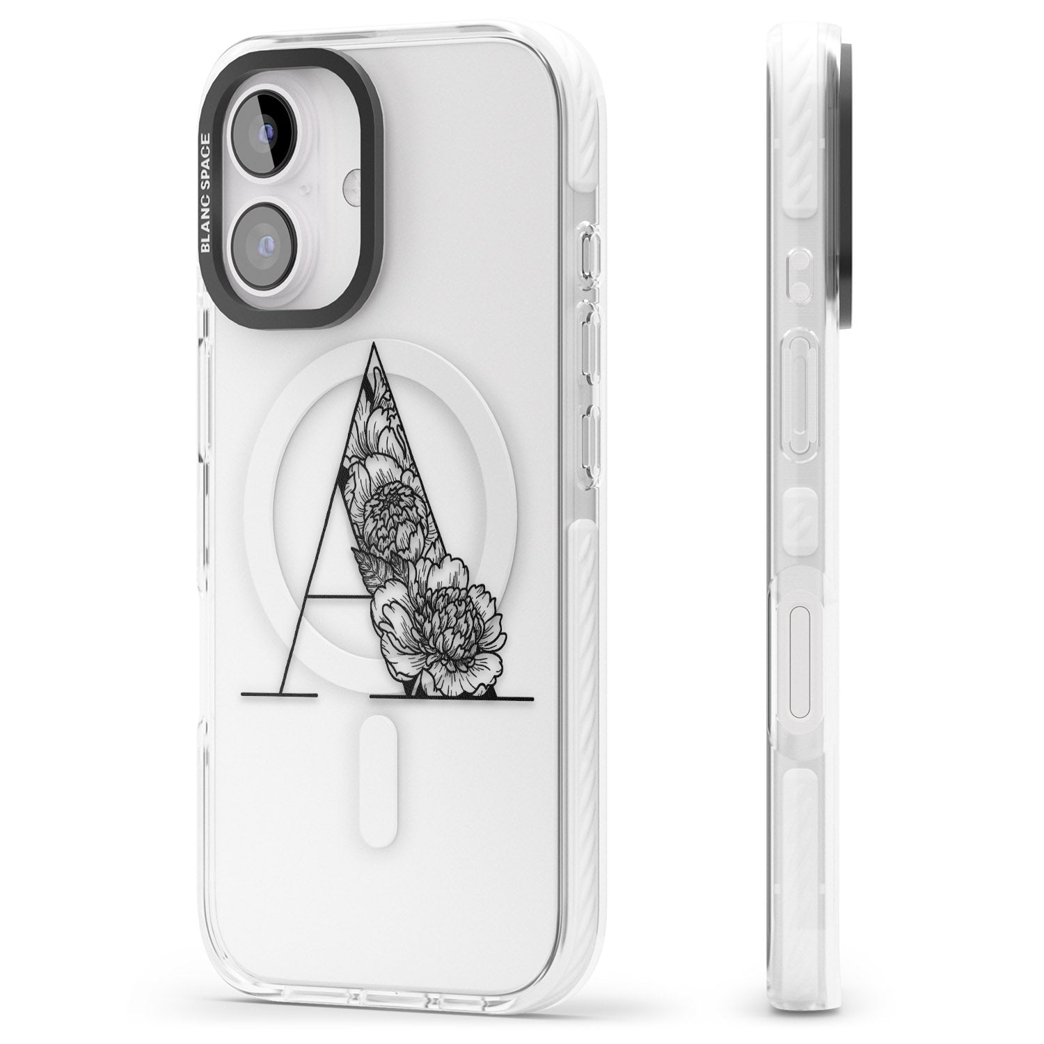 iPhone 16 Pro Max Floral Monogram Letter Black Impact Phone Case