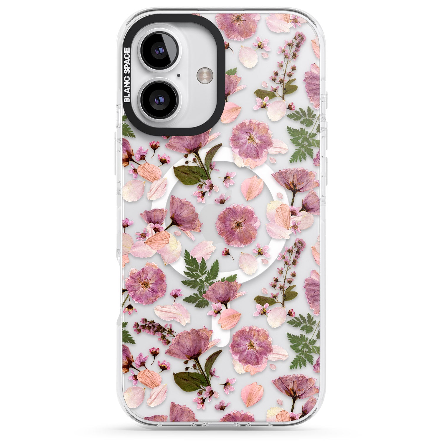 iPhone 16 Pro Max Floral Menagerie Transparent Design Black Impact Phone Case