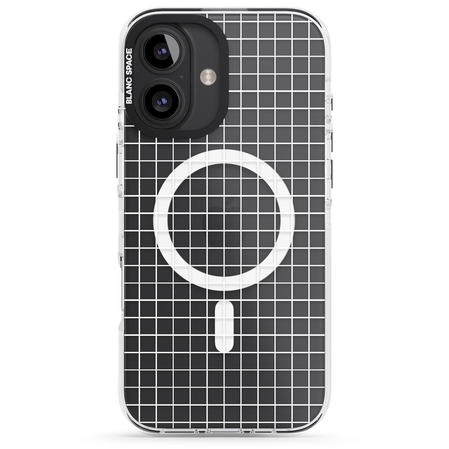 iPhone 16 Pro Max Simplistic Small Grid Designs White (Transparent) Black Impact Phone Case