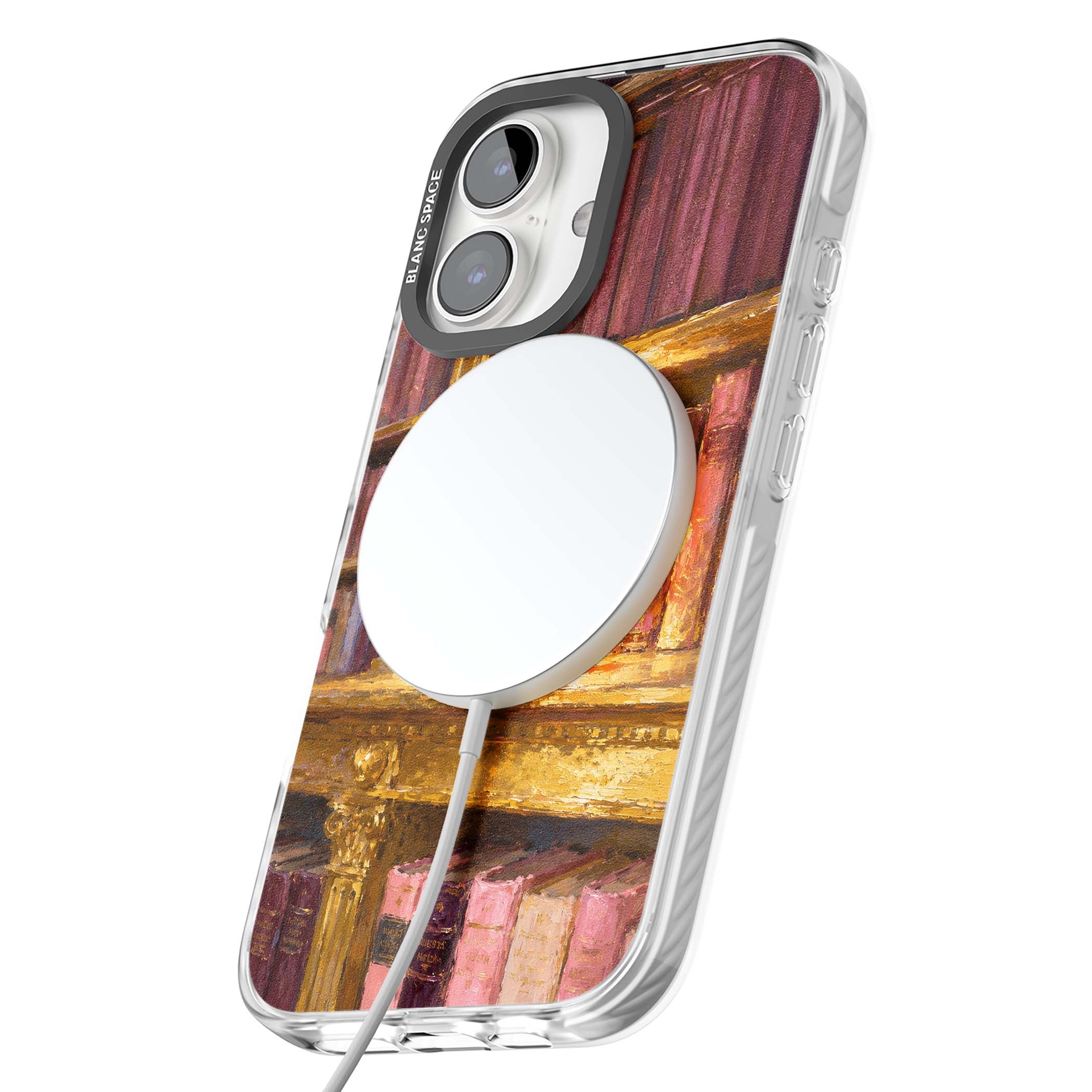 Gilded Library dark academia iPhone case featuring an oil painted crystal ball on a gilded library shelf with vintage | Impact Magsafe case for iPhone 16, iPhone 16 Plus