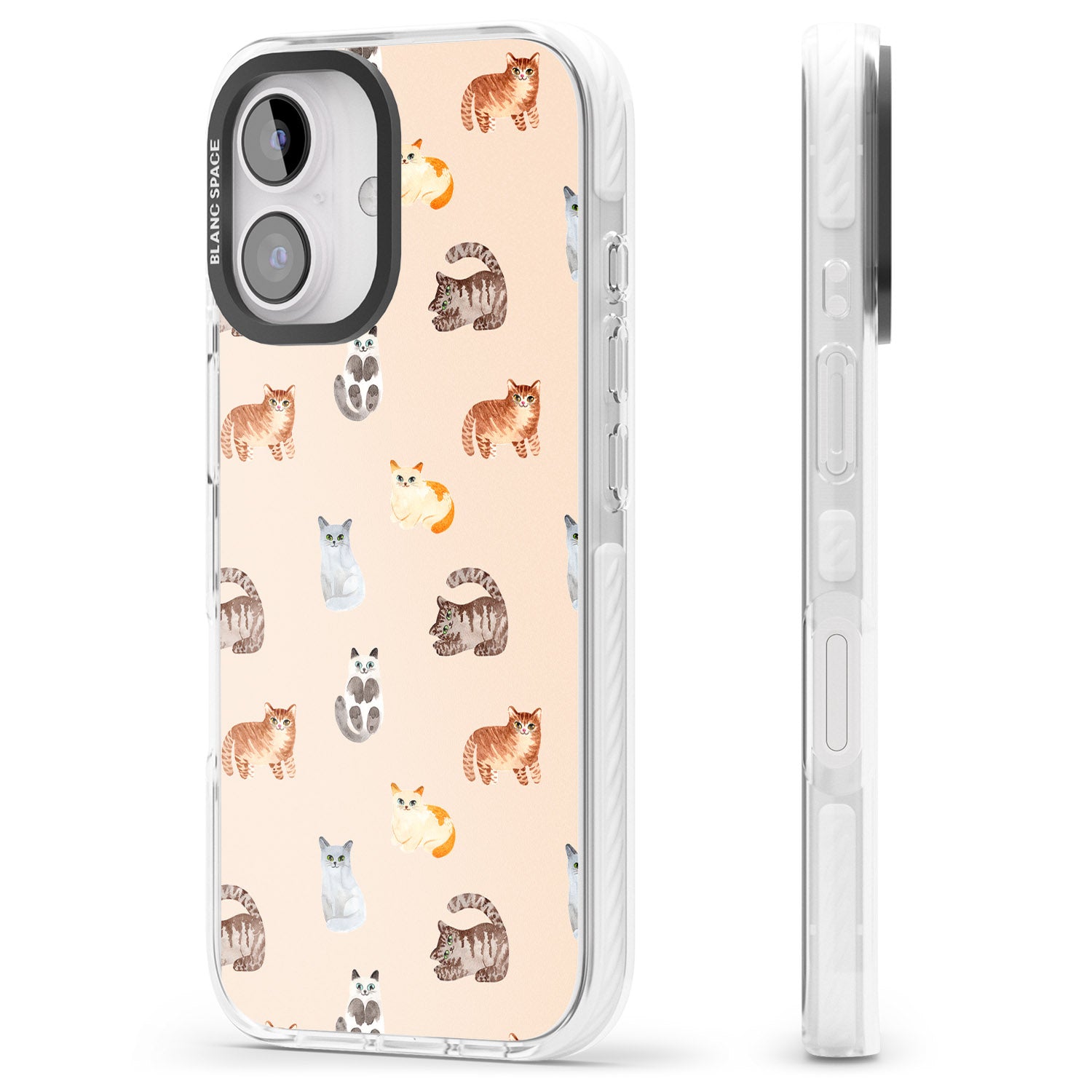 iPhone 16 Pro Max Cute Cat Pattern Black Impact Phone Case