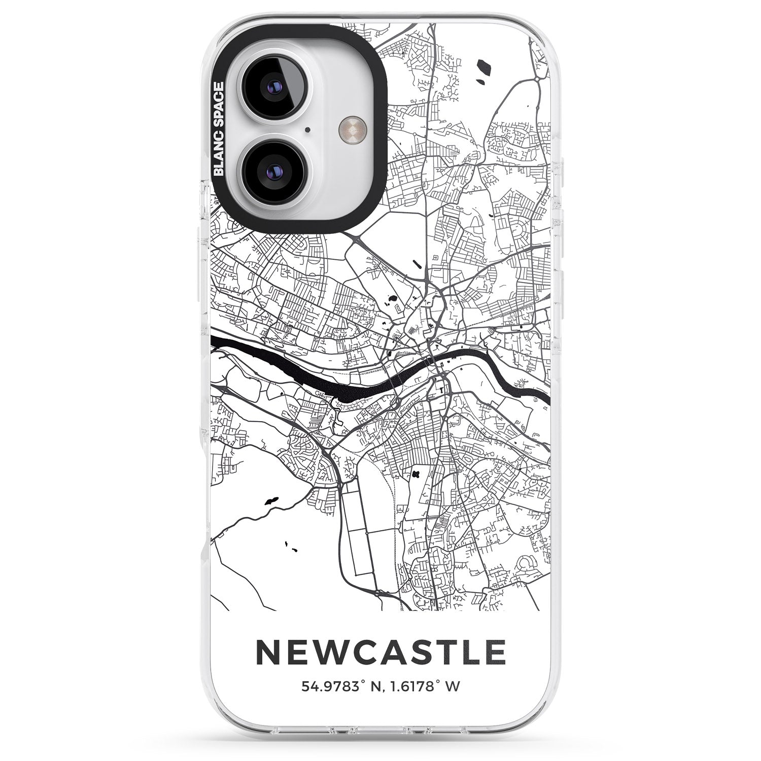 iPhone 16 Pro Max Map of Newcastle, England Black Impact Phone Case