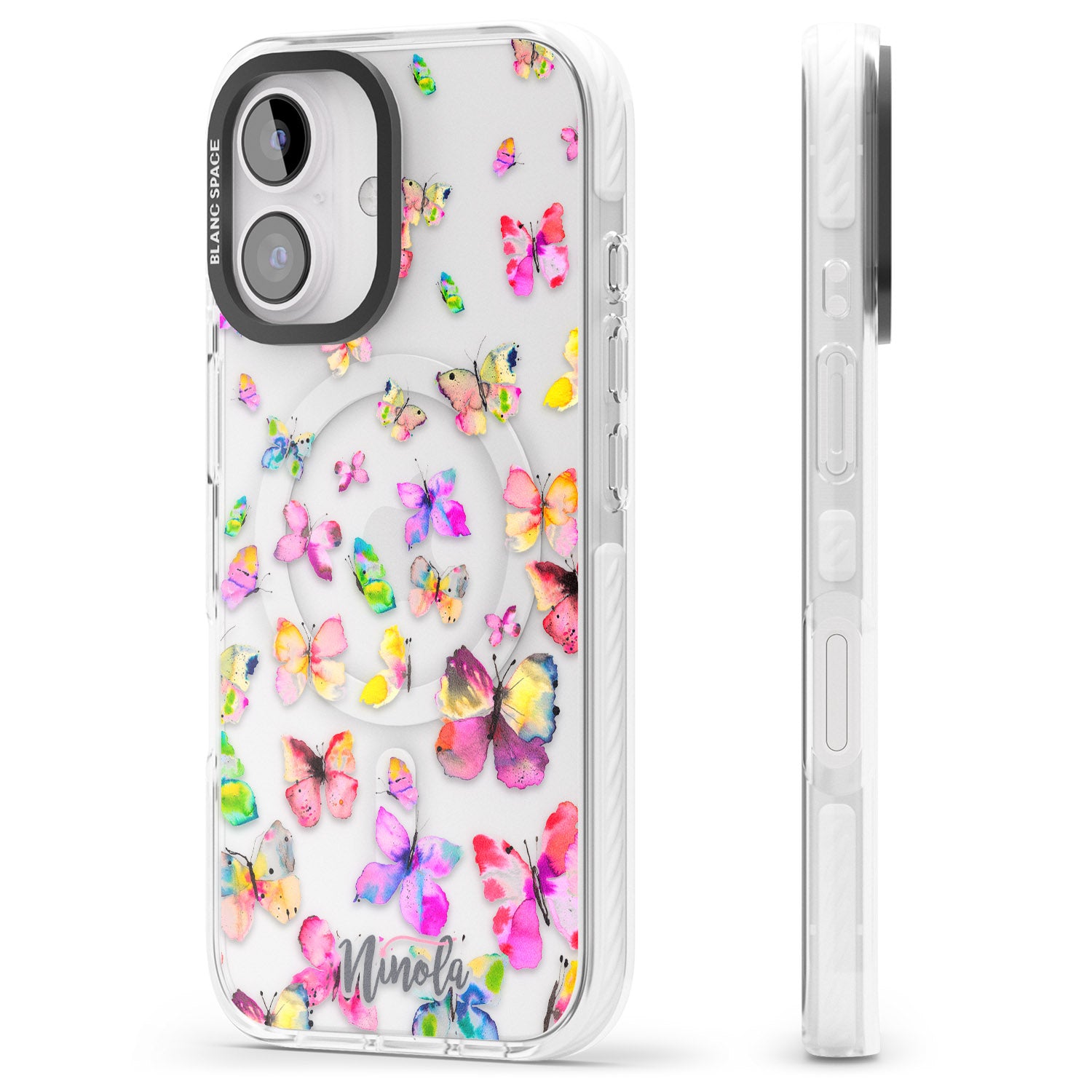 iPhone 16 Pro Max Watercolor Butterflies Black Impact Phone Case