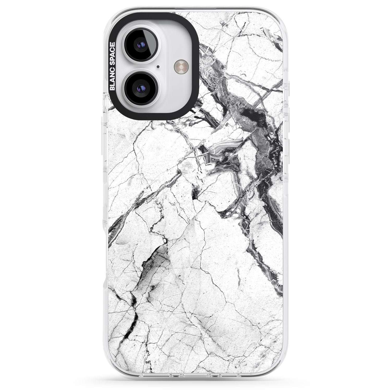 iPhone 16 Pro Max Black & White Stormy Marble Black Impact Phone Case