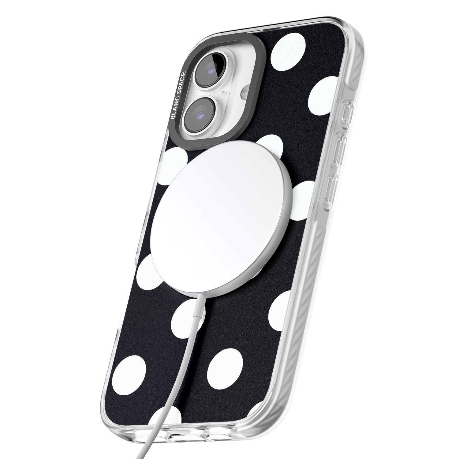 iPhone 16 Pro Max Chic Black Polka Dot Black Impact Phone Case