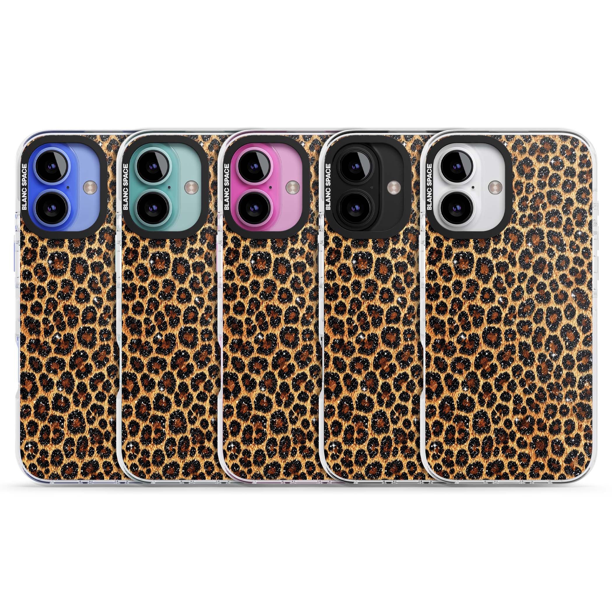 Diamond Leopard leopard print iPhone case featuring golden tan fur, black rosette spots and subtle glitter sparkle | Impact Magsafe case for iPhone 16, iPhone 16 Plus