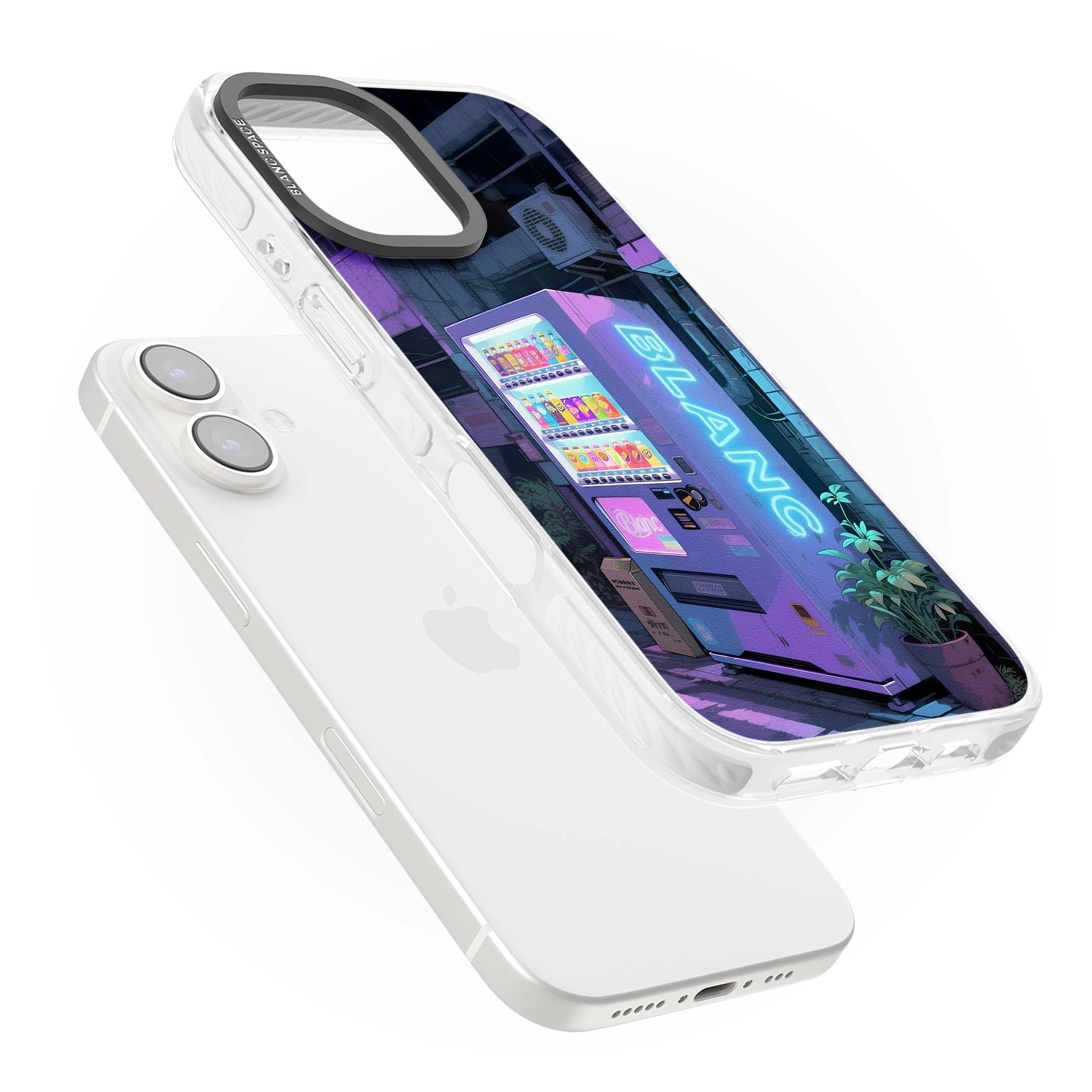 Shibuya Glow Japanese iPhone case featuring a glowing Tokyo vending machine, neon signage, and moody purple alleyway | Clear Impact case for iPhone 16, iPhone 16 Plus
