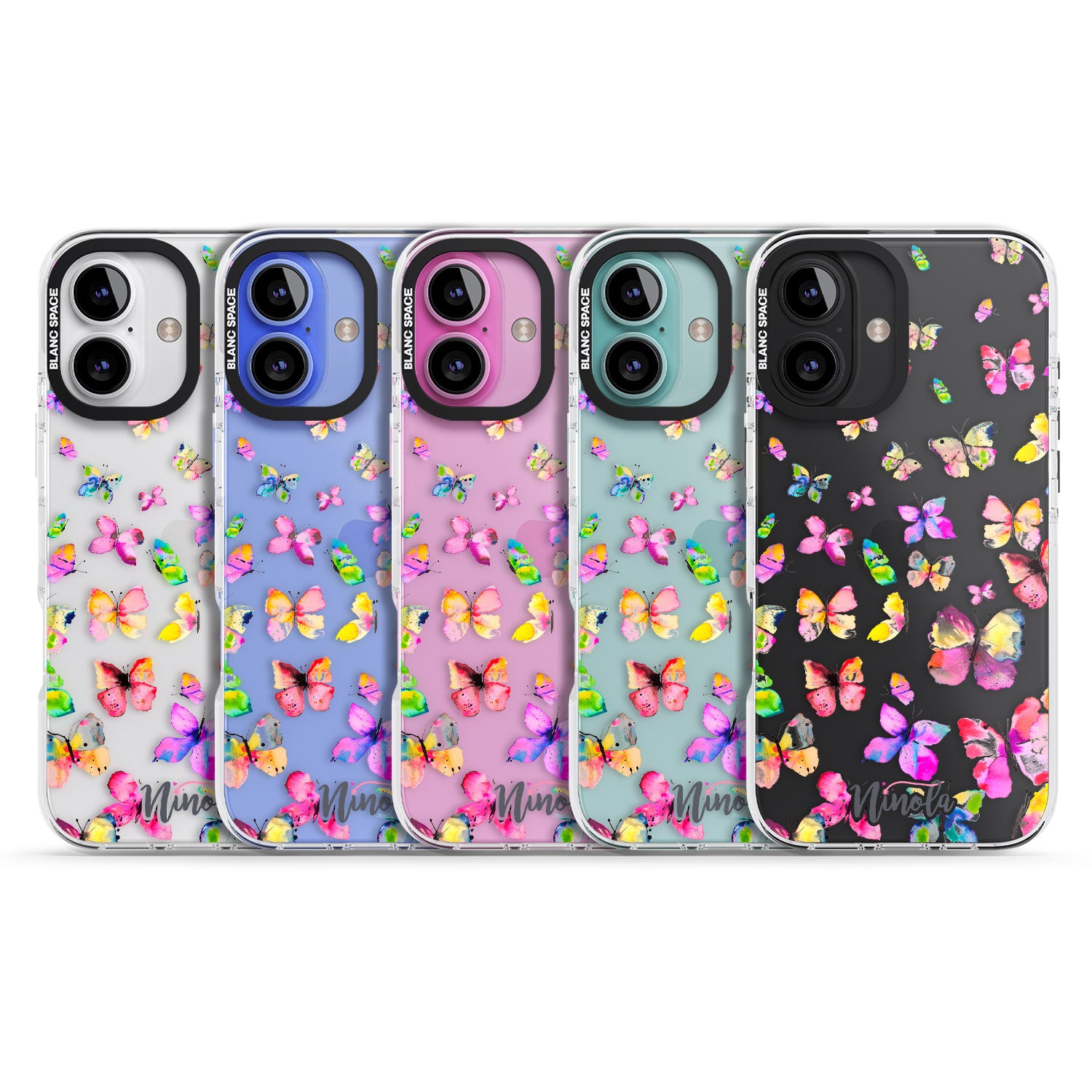 iPhone 16 Pro Max Watercolor Butterflies Black Impact Phone Case