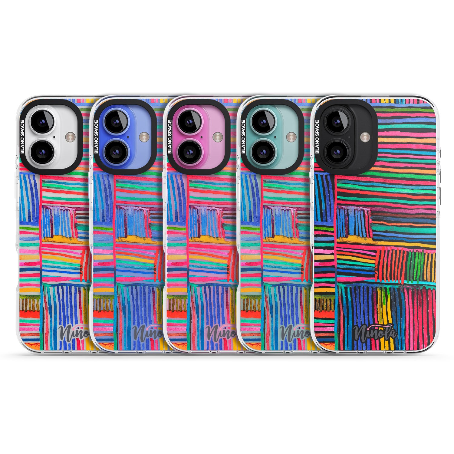 iPhone 16 Pro Max Watercolor Relaxing Lines Black Impact Phone Case