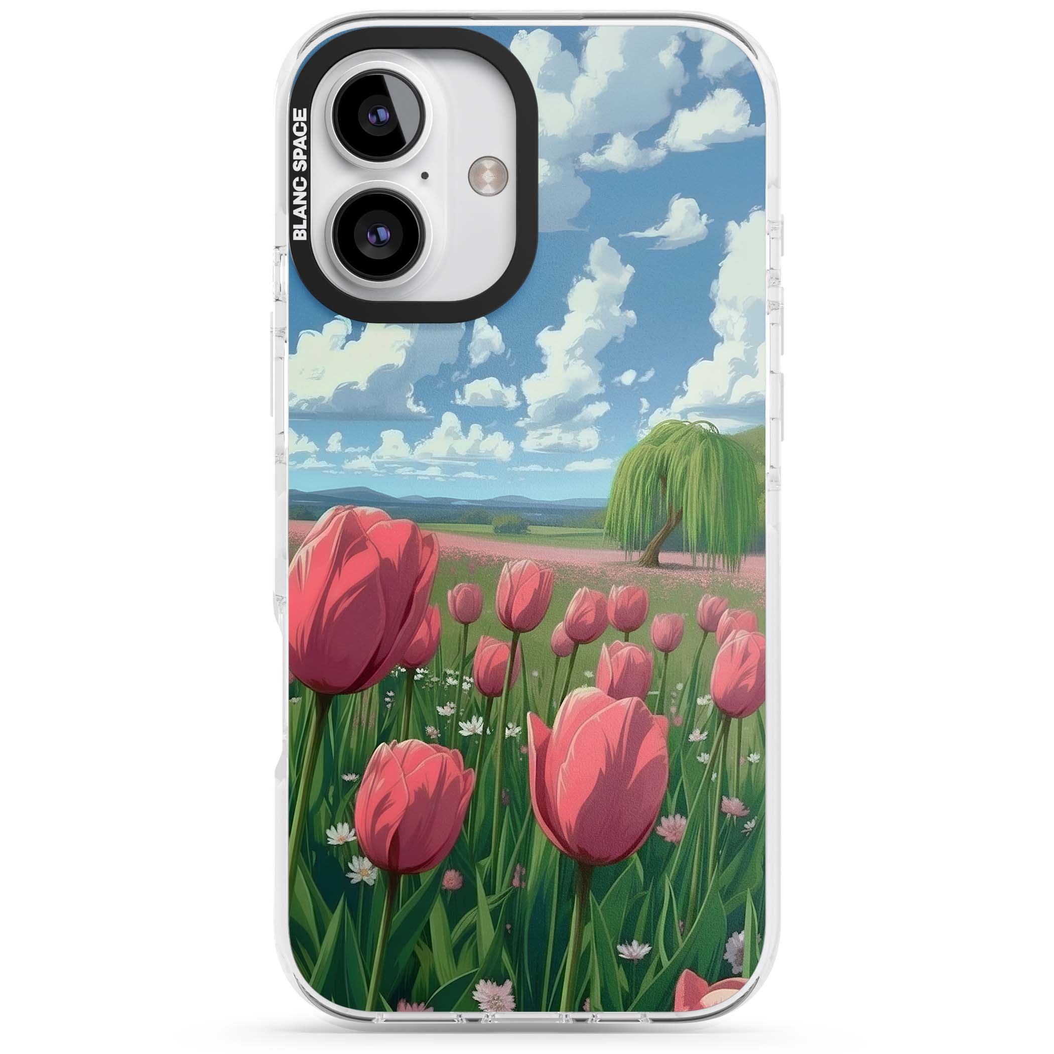 Willow By The Pink Tulips floral iPhone case | Clear Impact case for iPhone 16, iPhone 16 Plus