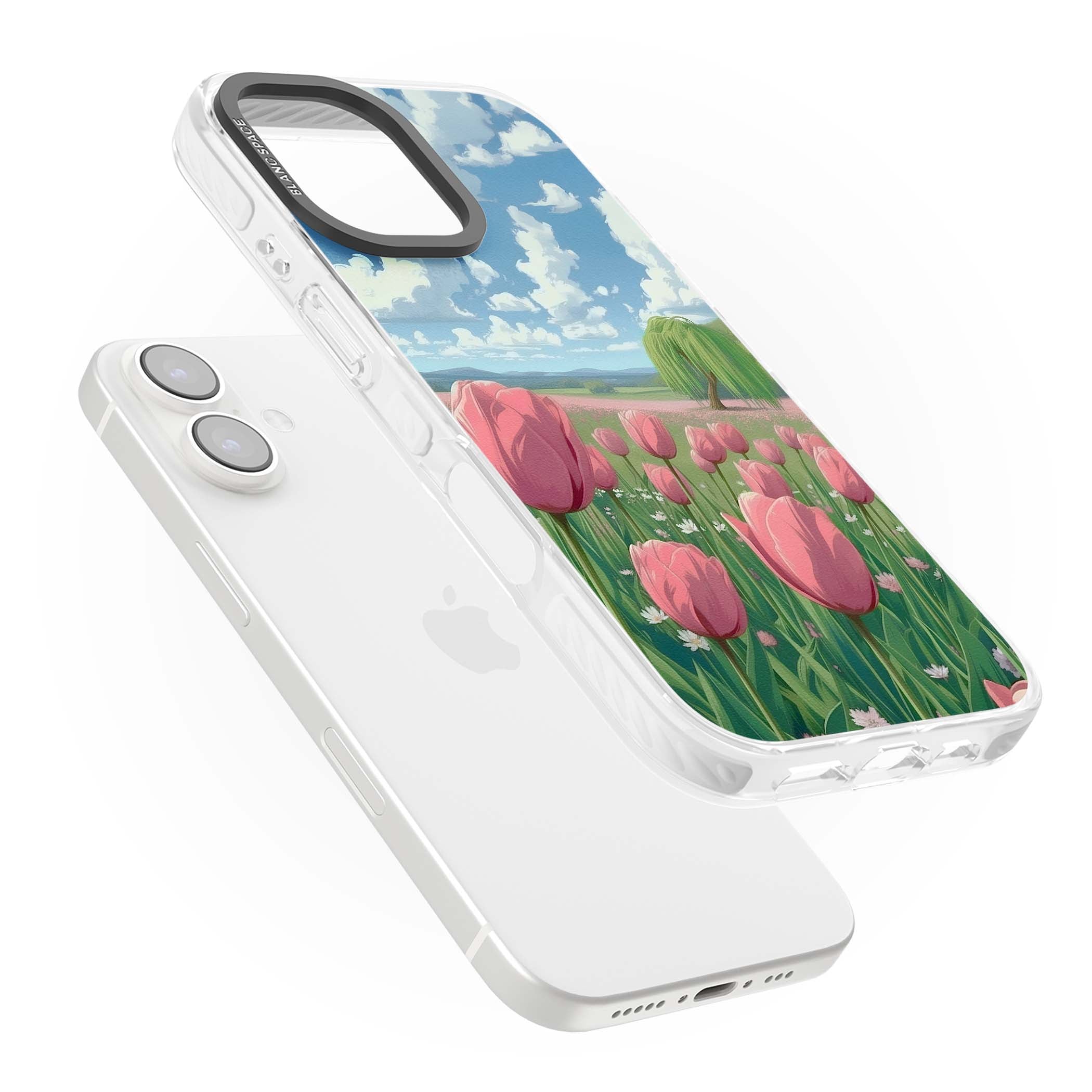 Willow By The Pink Tulips floral iPhone case | Clear Impact case for iPhone 16, iPhone 16 Plus