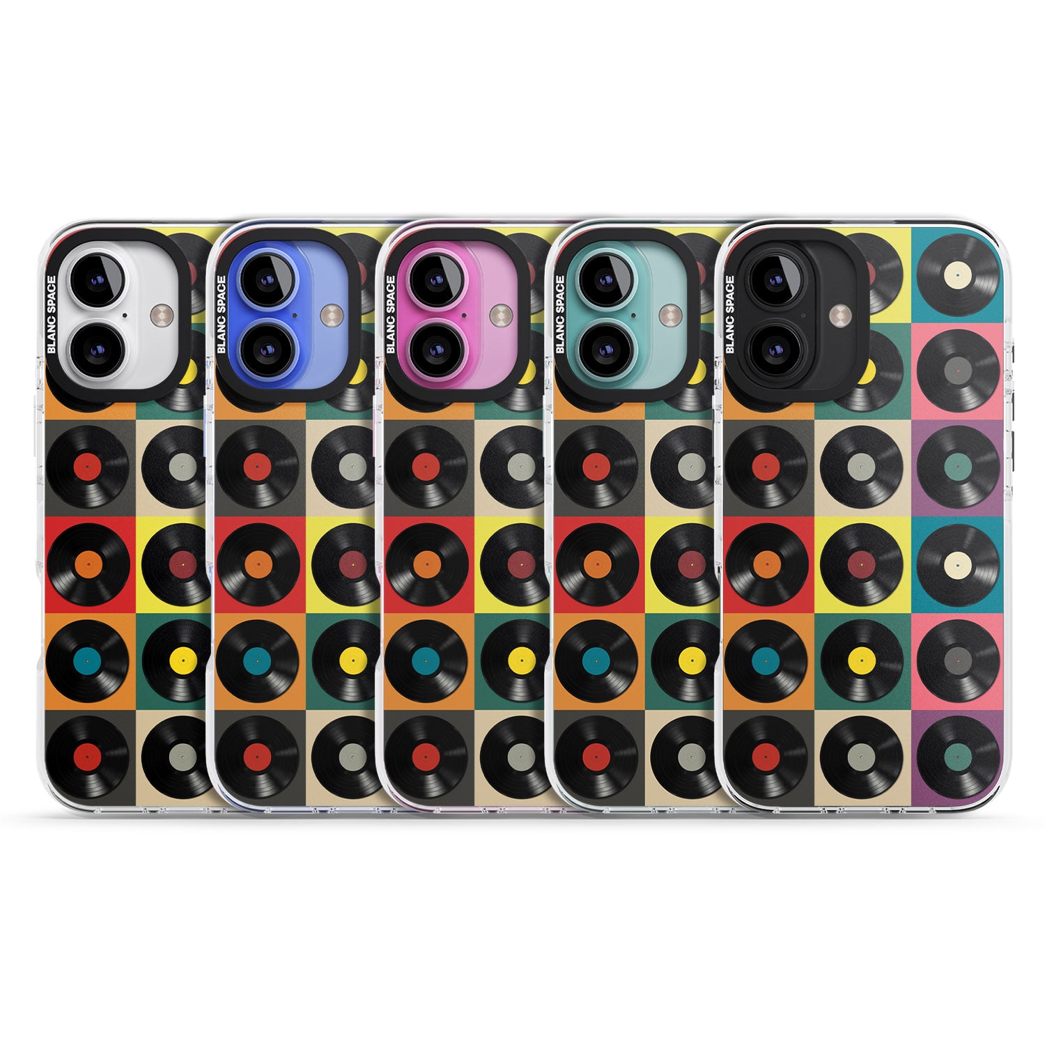 iPhone 16 Pro Max Vinyl Record Pattern Black Impact Phone Case