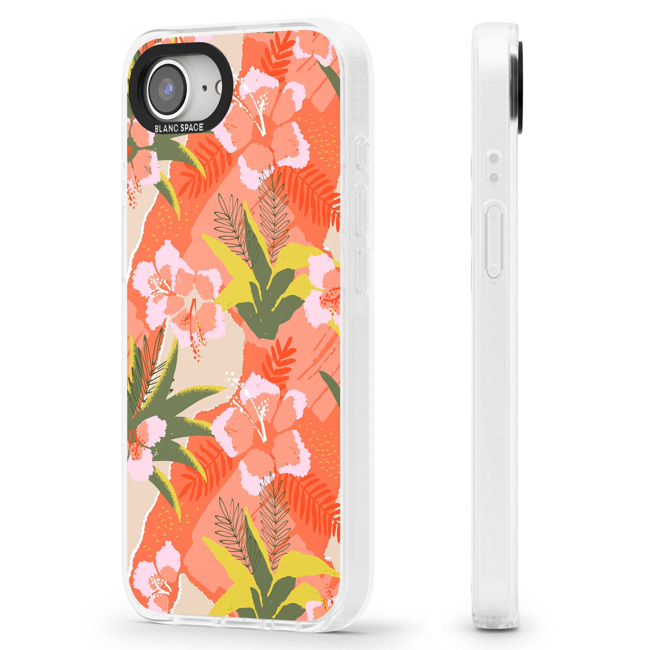 Hawaiian Flowers Abstract Pattern iPhone 16e Clear Case Impact Air - Blanc Space