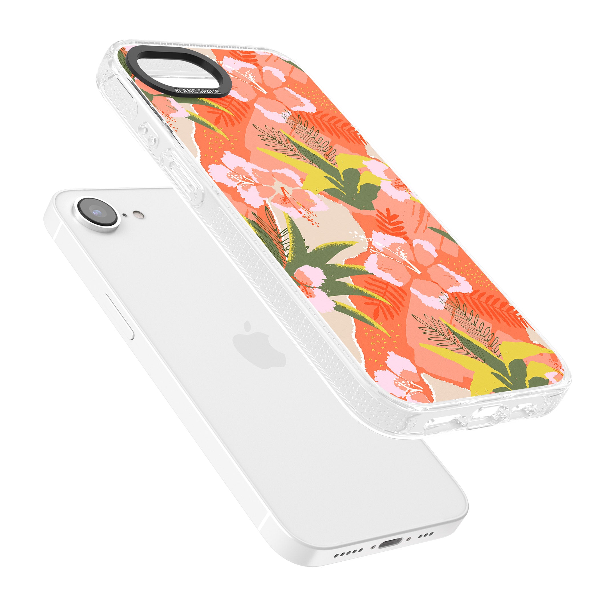 Hawaiian Flowers Abstract Pattern iPhone 16e Clear Case Impact Air - Blanc Space