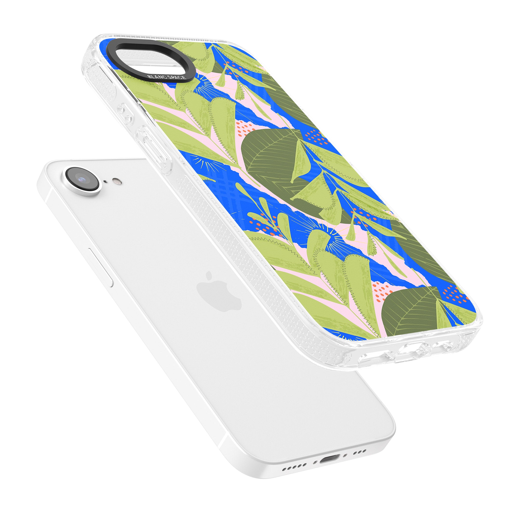 Fern Leaves Abstract Pattern iPhone 16e Clear Case Impact Air - Blanc Space