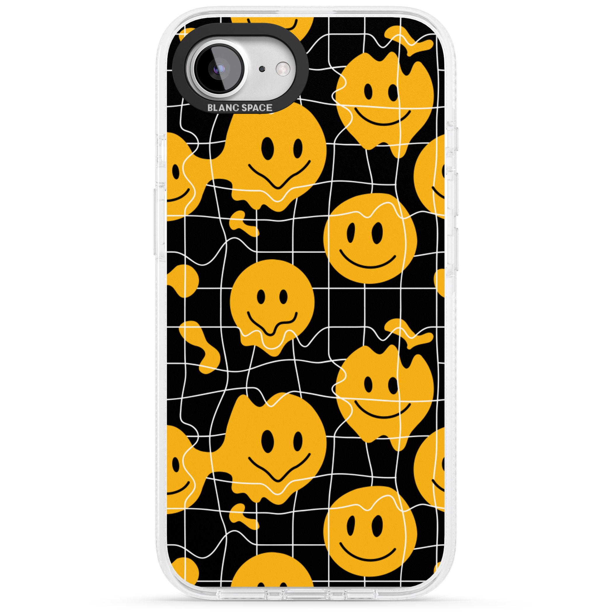 Acid Face Grid Pattern iPhone 16e Clear Case Impact Air - Blanc Space