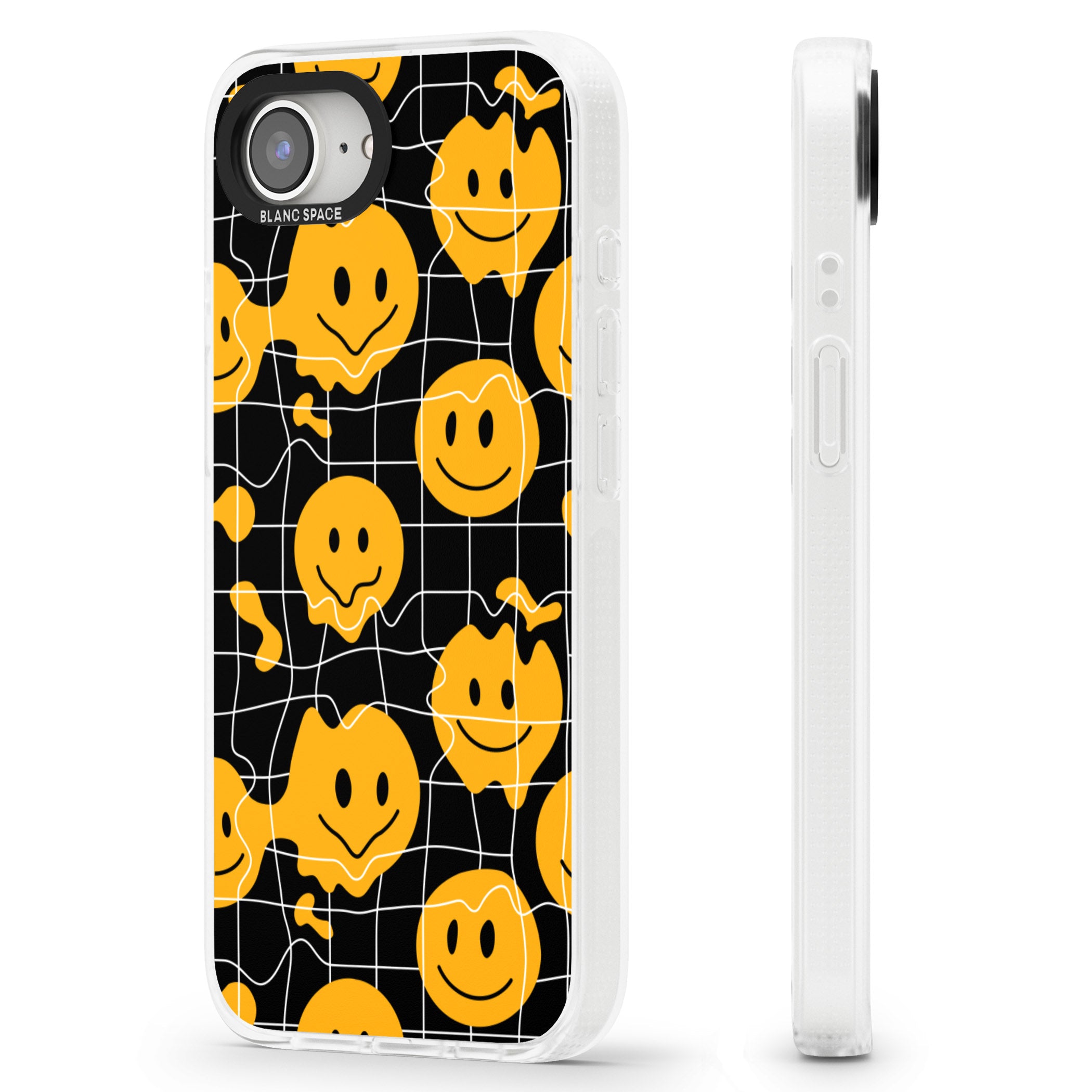 Acid Face Grid Pattern iPhone 16e Clear Case Impact Air - Blanc Space