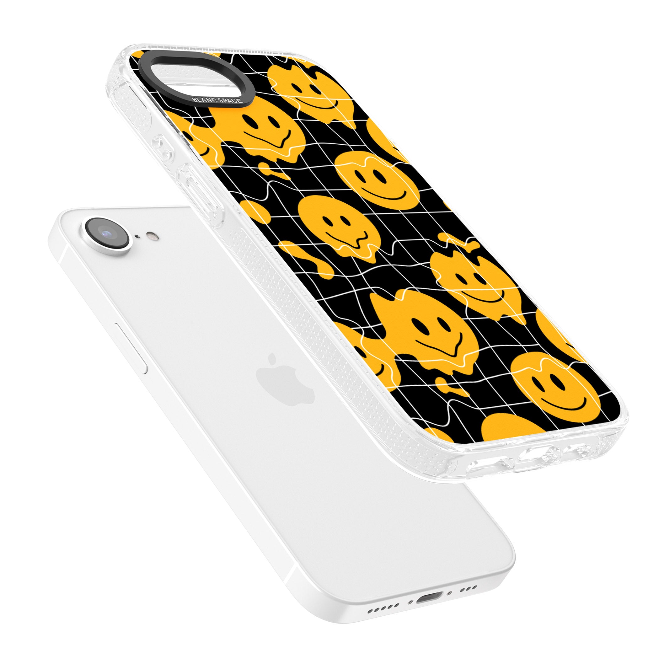 Acid Face Grid Pattern iPhone 16e Clear Case Impact Air - Blanc Space