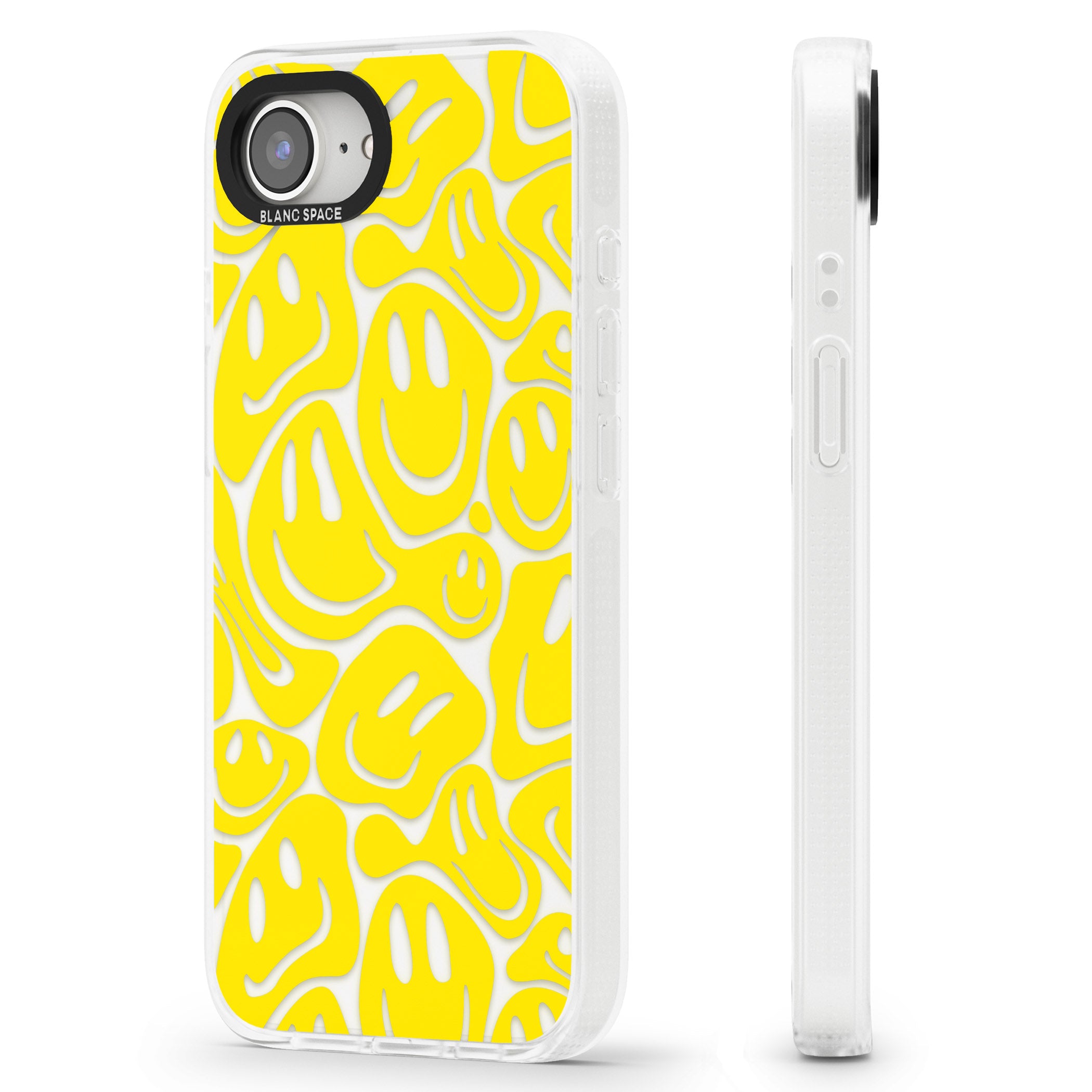 Yellow Acid Faces iPhone 16e Clear Case Impact Air - Blanc Space