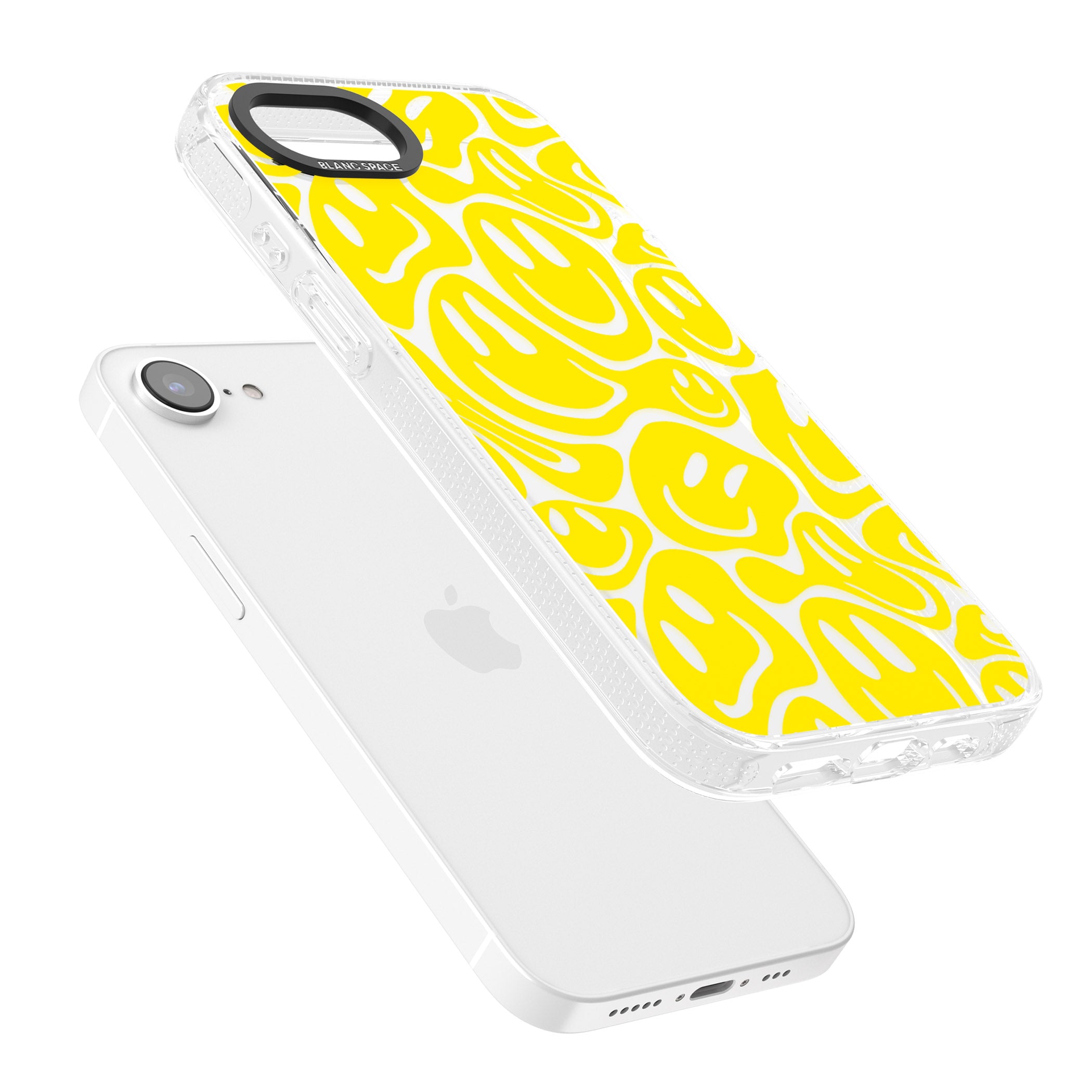 Yellow Acid Faces iPhone 16e Clear Case Impact Air - Blanc Space