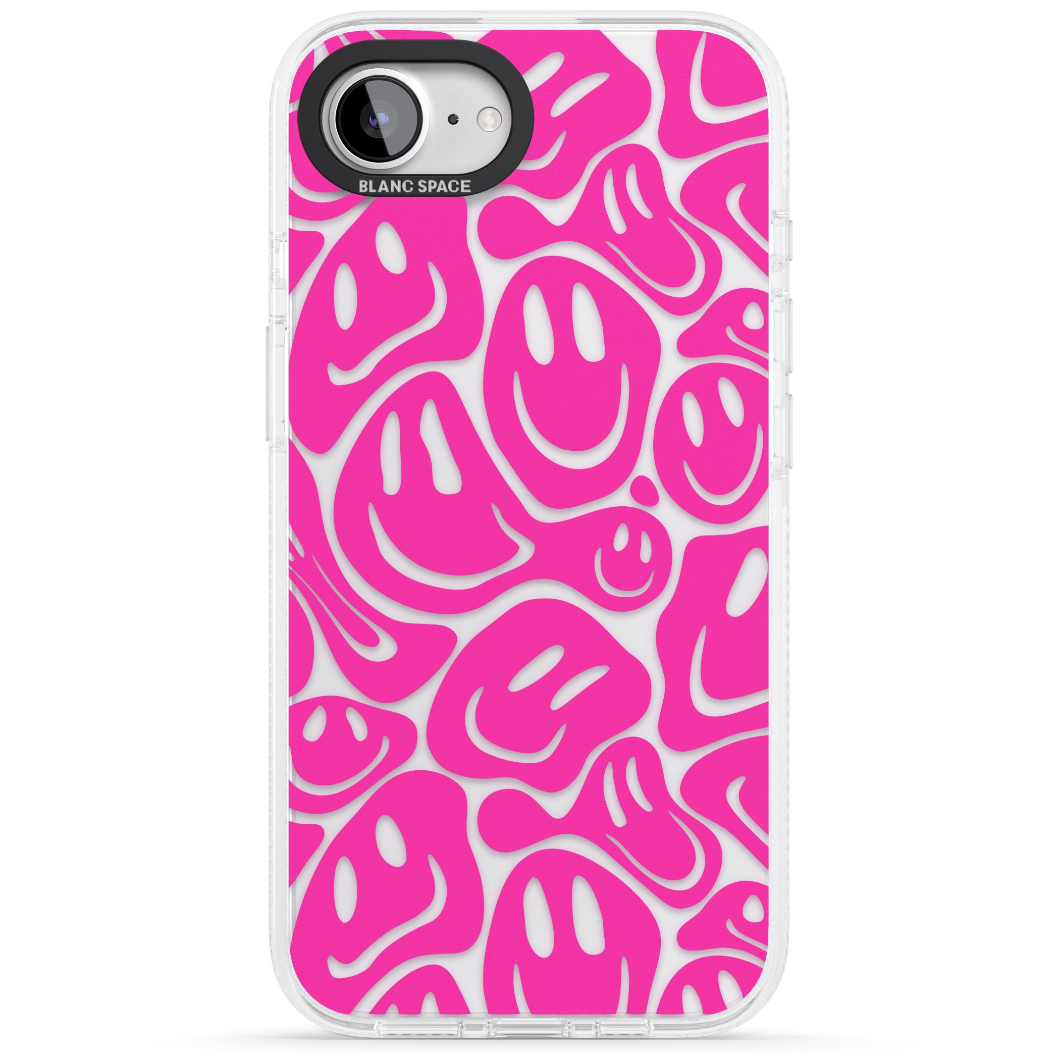 Pink Acid Faces iPhone 16e Clear Case Impact Air - Blanc Space